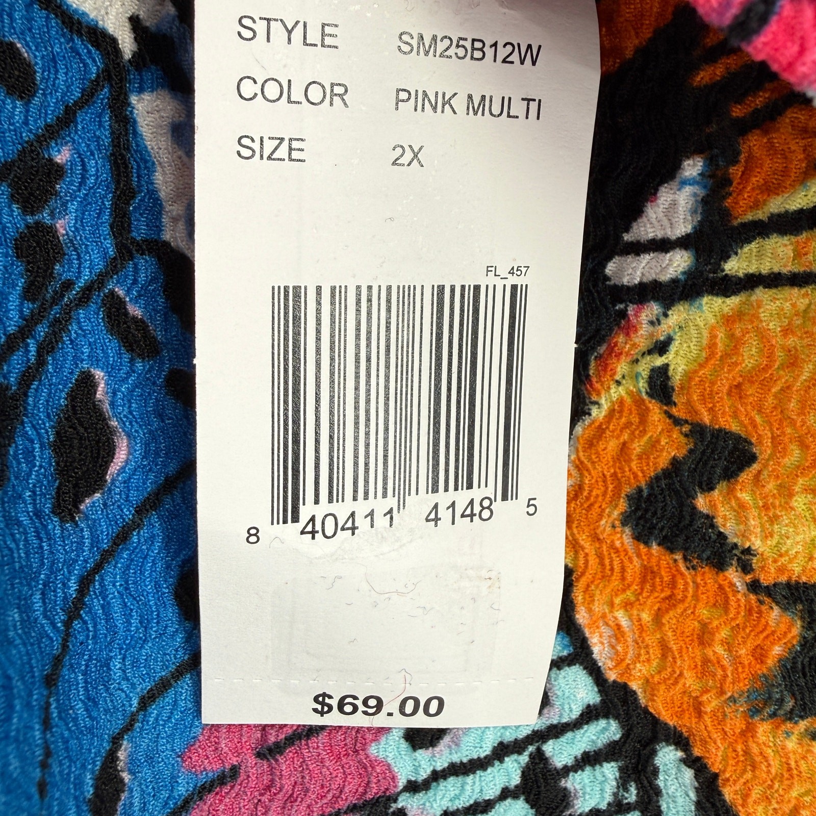 Calessa Crinkled Butterfly Print Tunic Shirt Plus Size 2X Art To Wear Textured