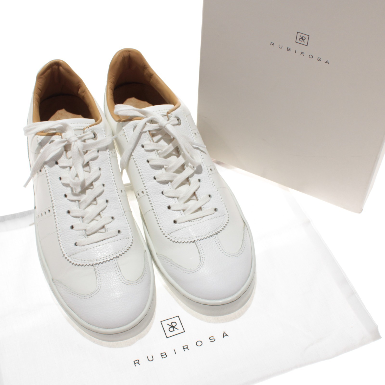 Rubirosa NWD Judy Casual Lace Up Sneakers Size 43 (US 10) in Solid White Leather