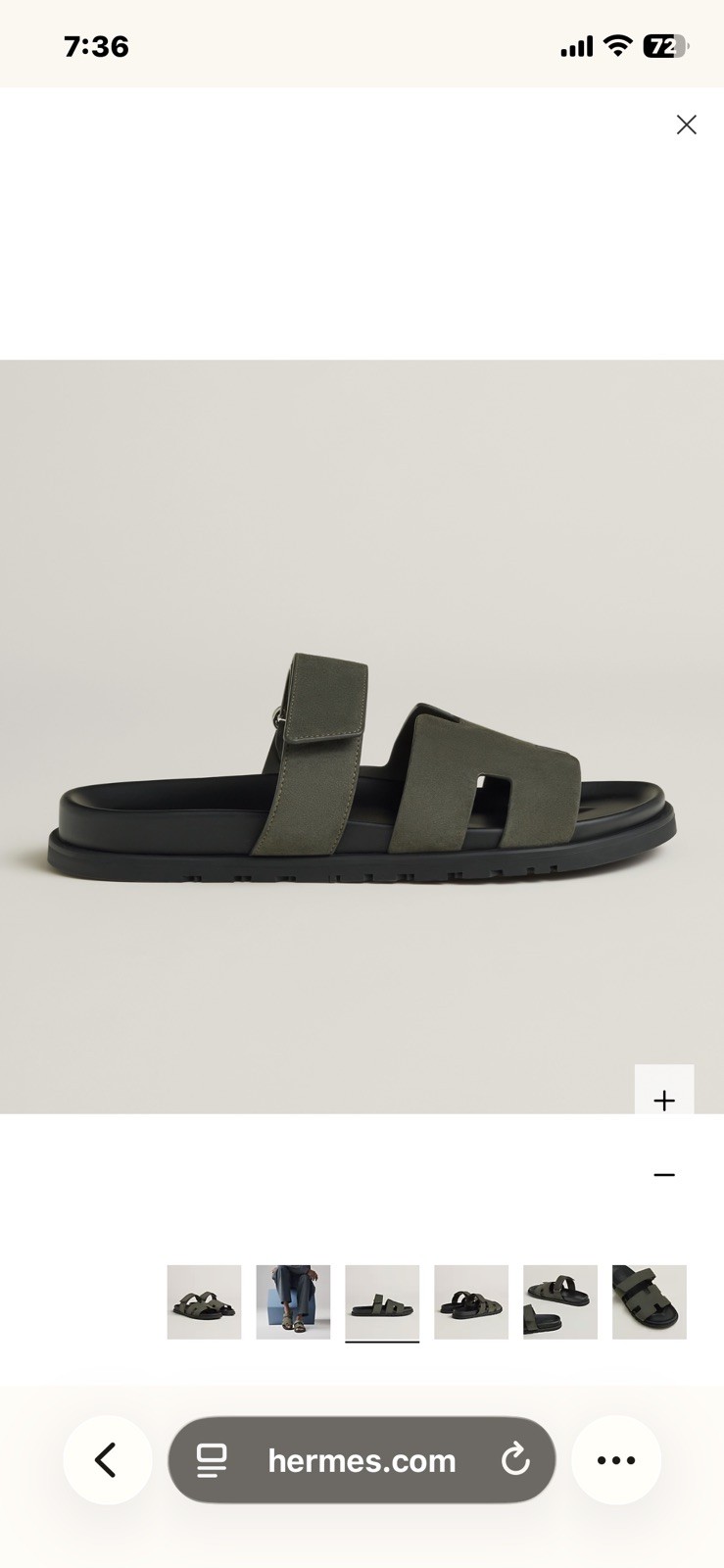WB Hermès Chypre sandal Size 11 ETOUPE Suede Goatskin Men’s Chypre Sandals