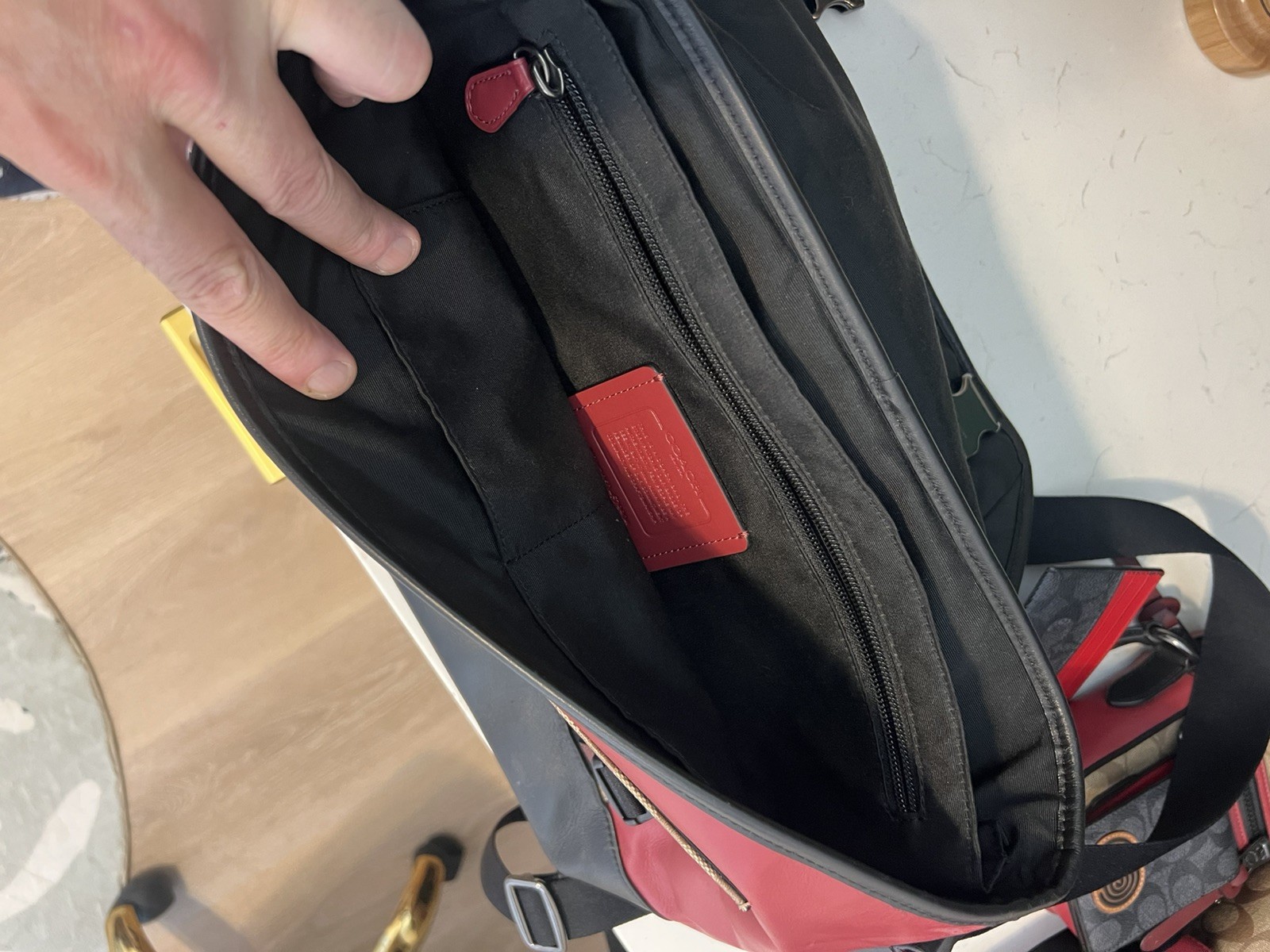 Coach Ranger Bag Red & Black Leather Jacuard Signature Coated Canvas Messenger