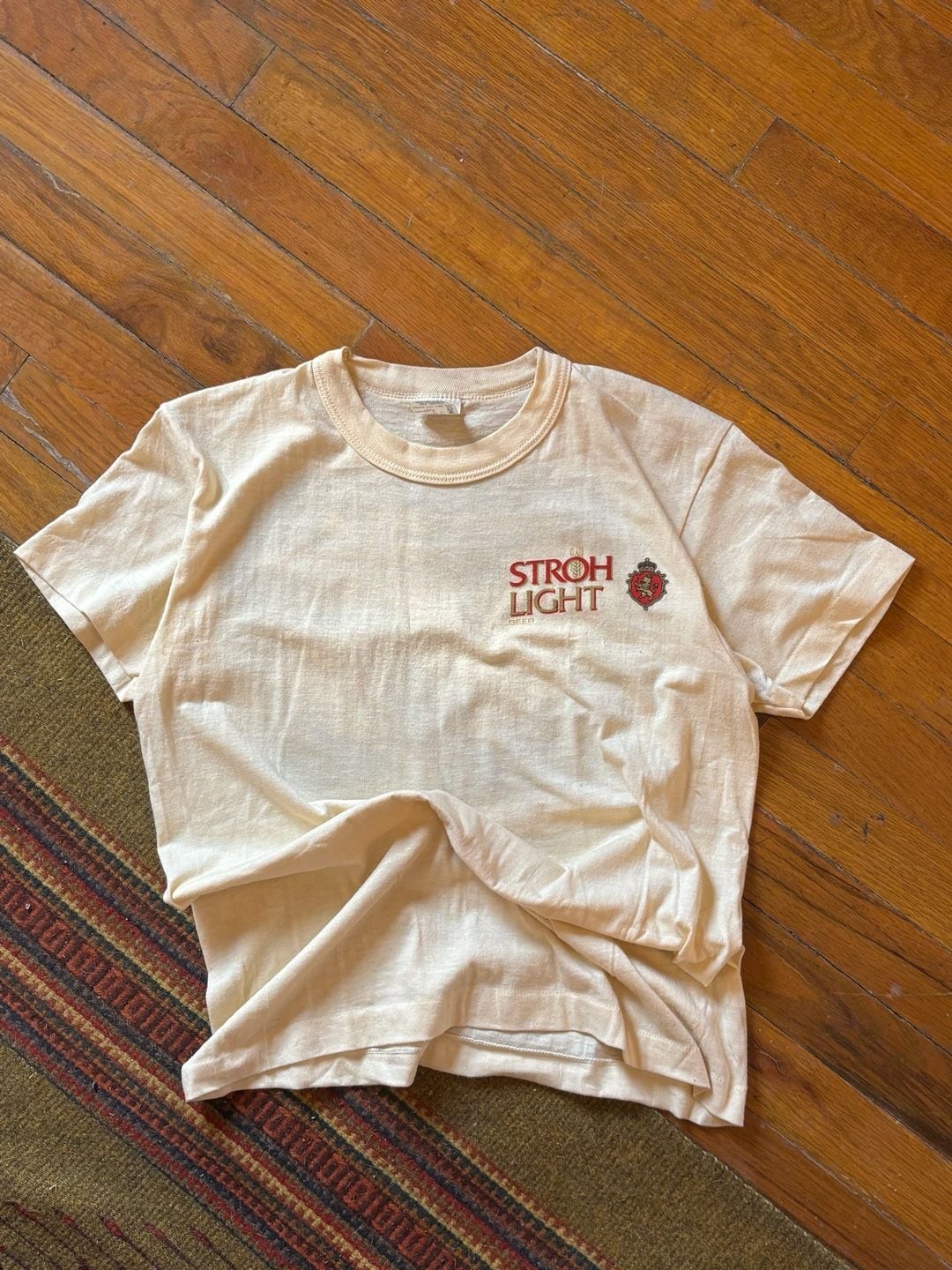 Vintage 80s Tee Jays Stroh Light Beer Graphic T-Shirt Size M