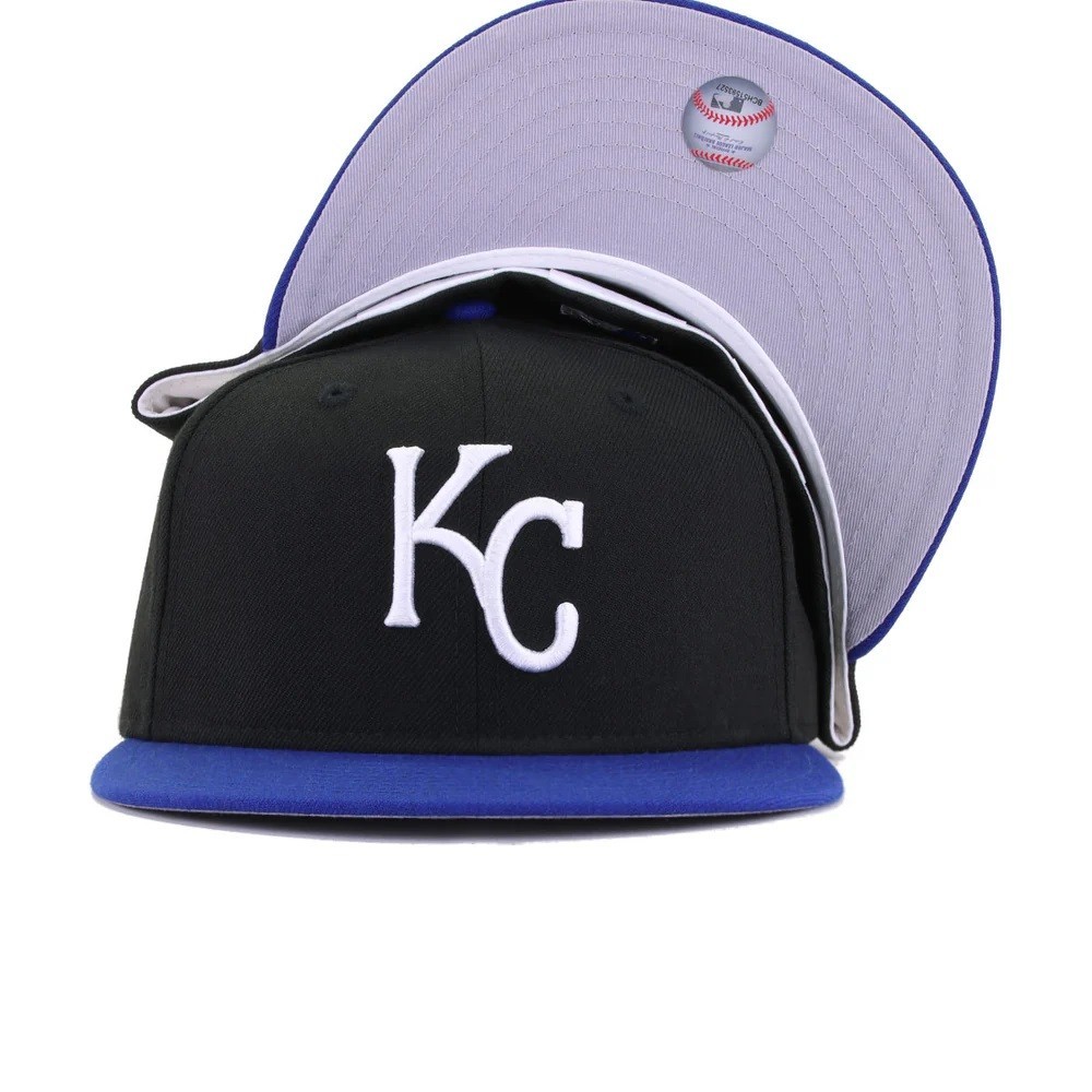 New Era 59Fifty Black Retro Kansas City Royals Grey Under Visor – NWT – 7 1/2