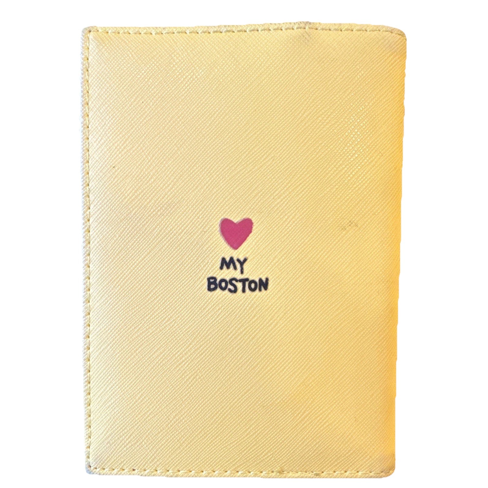 Marc Tetro Yellow Boston Terrier Faux Leather ID/Document Holder 5 1/2 x 4 in