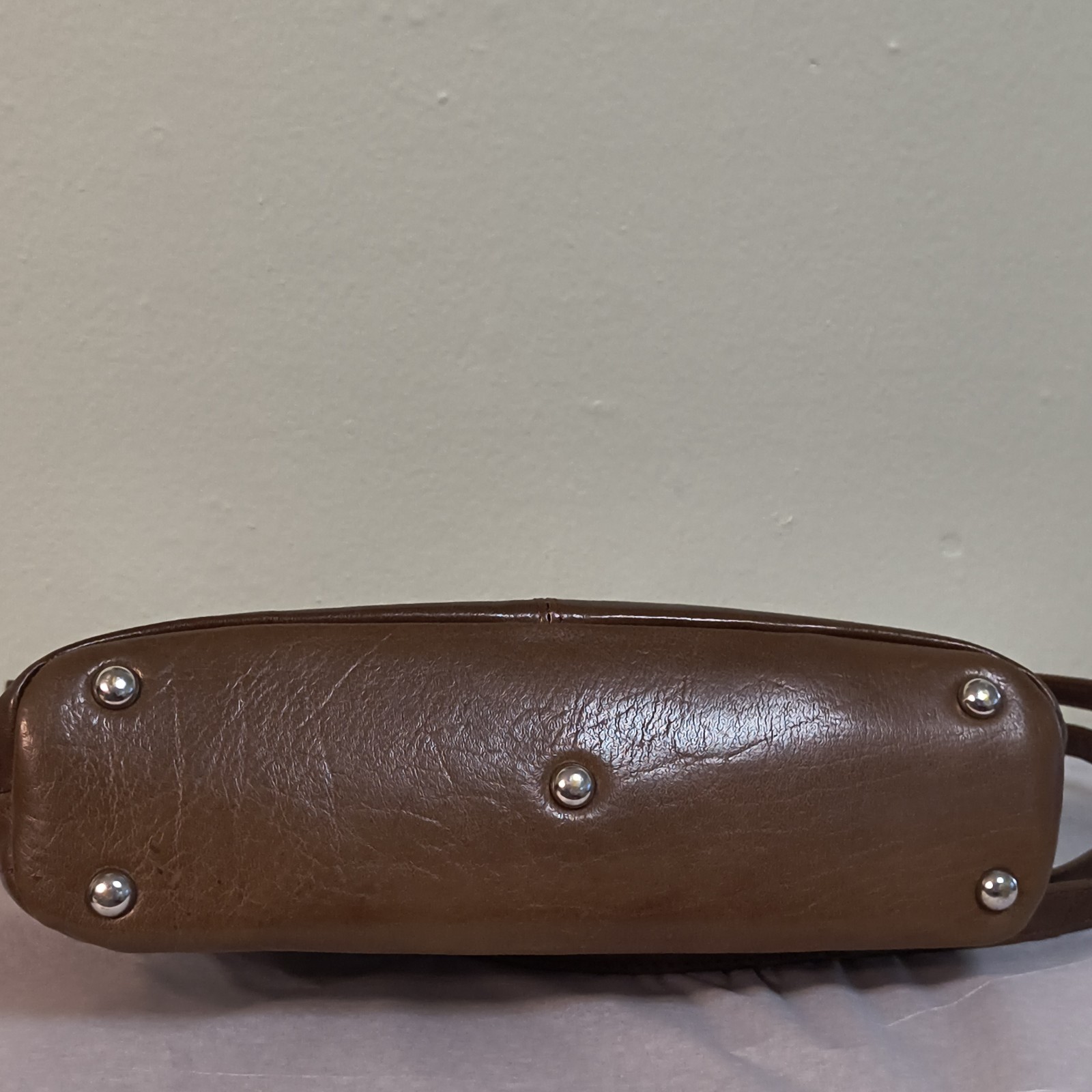 Genuine Leather Shoulder Crossbody Bag Brown Pintuck Stag British-Ashwood