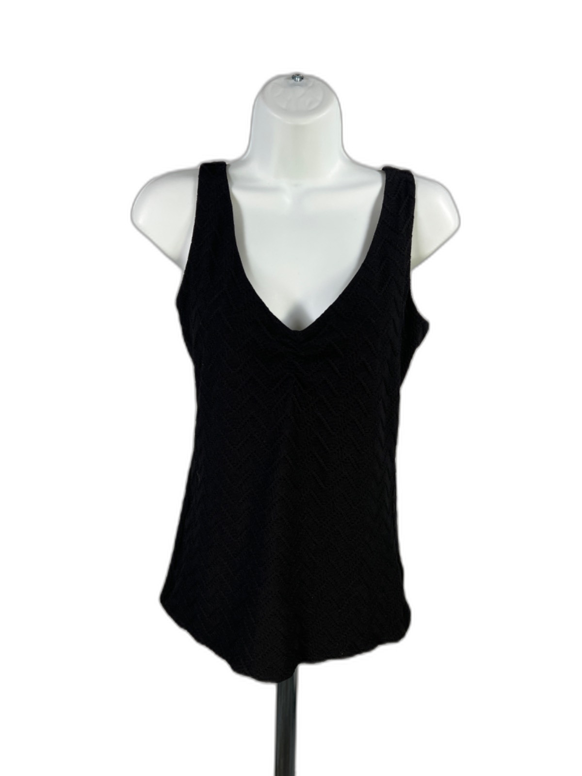 White House Black Market Women’s Black Textured Front Sleeveless Tank Top – S