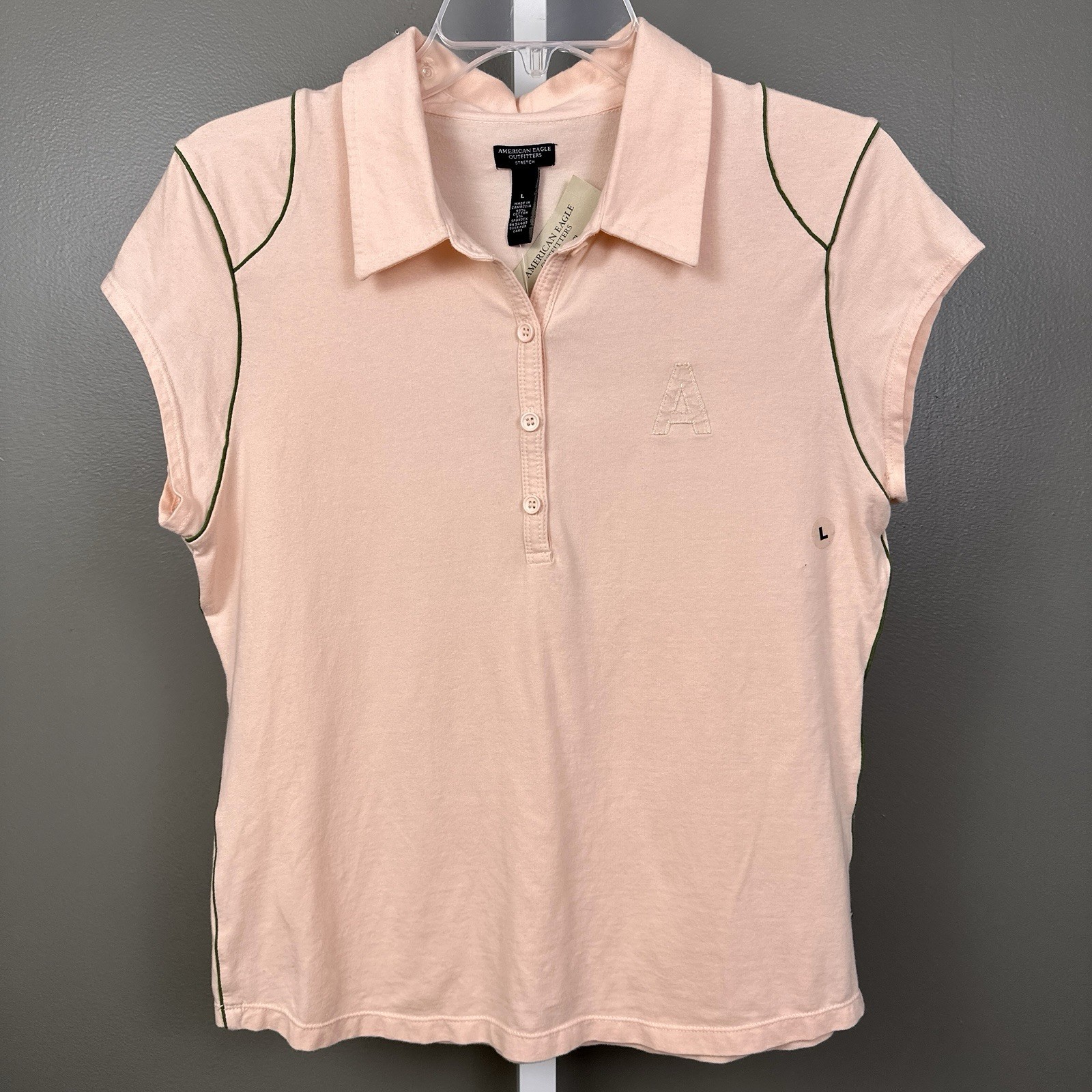Vintage Y2K American Eagle Outfitters Stretch Polo Shirt Size Large Deadstock