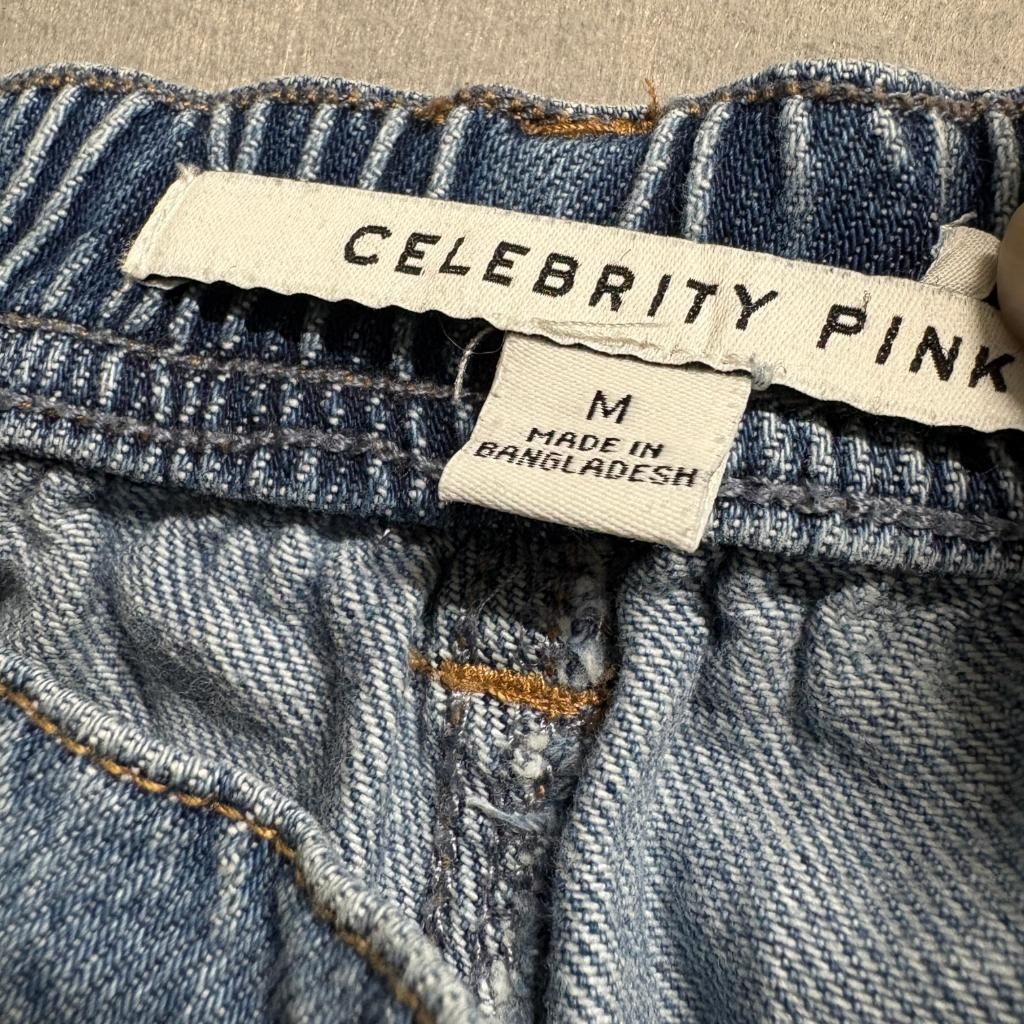 Celebrity Pink Carpenter Jeans Womens Medium Blue Denim Wide Leg Elastic Back