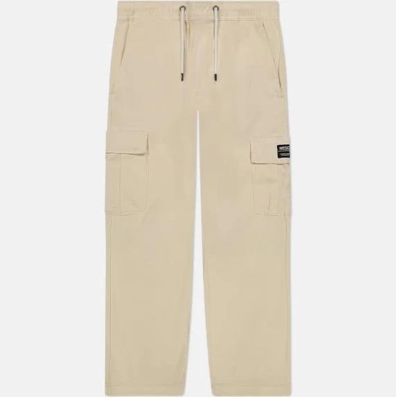 Unisex WeSC Open Bottom Cargo Pants Twill Size XL Khaki Beige P115284T NWT