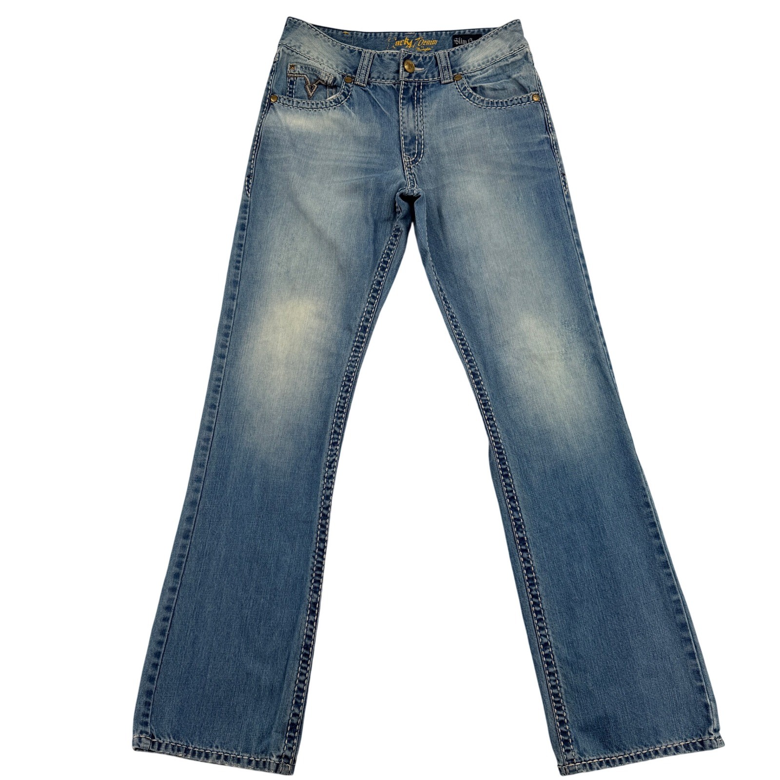 Wrangler Rock 47 Denim Mens Slim Boot Jeans Light Wash Blue MRB47GR 32×36 Cowboy