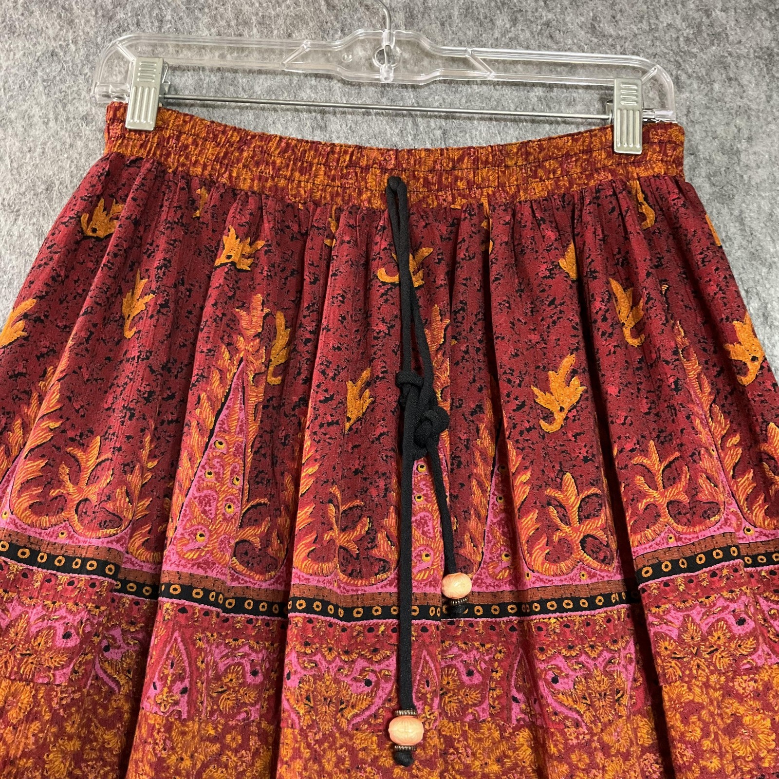 Carole Little Skirt Womens 8 Geometric Peasant Long Pleated Beaded Boho Vintage