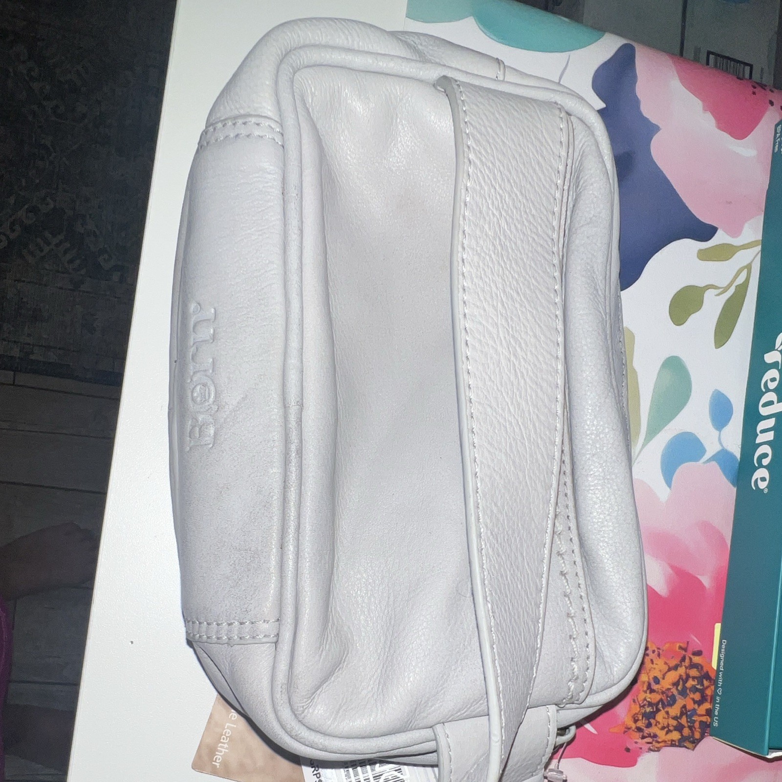 Born Grey Leather Crossbody Shoulder Bag 100% Genuine
