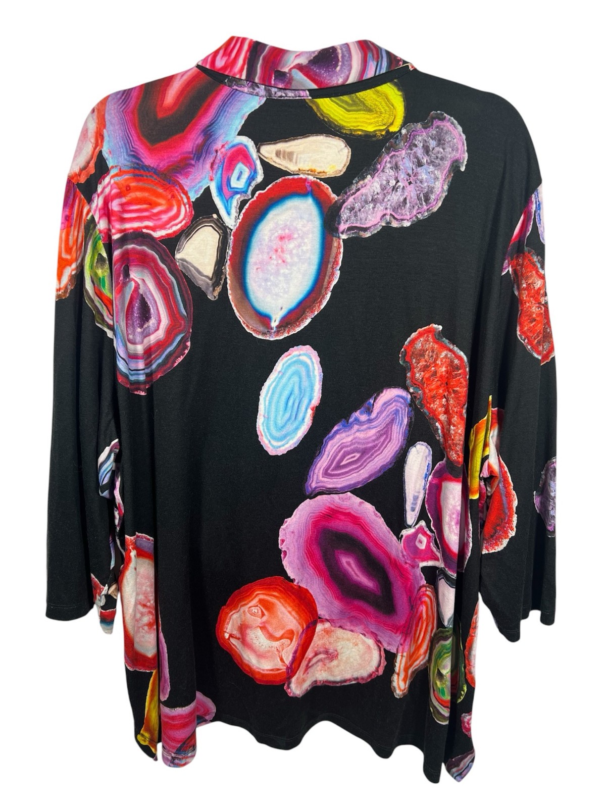 Alembika Top Womens 8 Tunic Button Down Stretch Art To Wear 3/4 Sleeve Casual