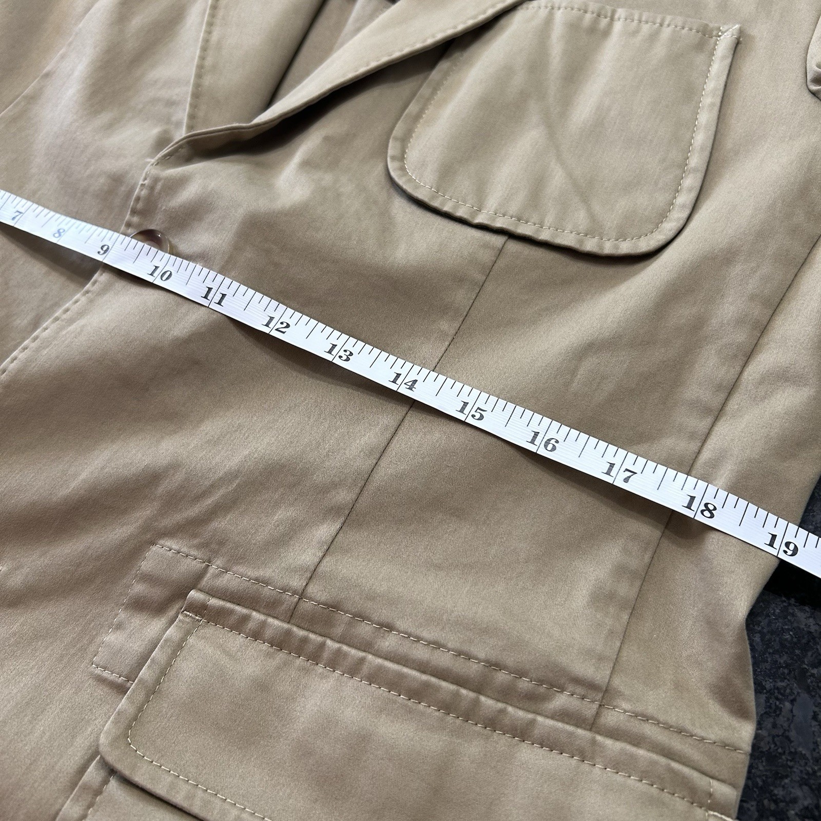 Kroon HARRISON Unstructured Summer Blazer 38R Khaki Tan Cotton Stretch Casual VG