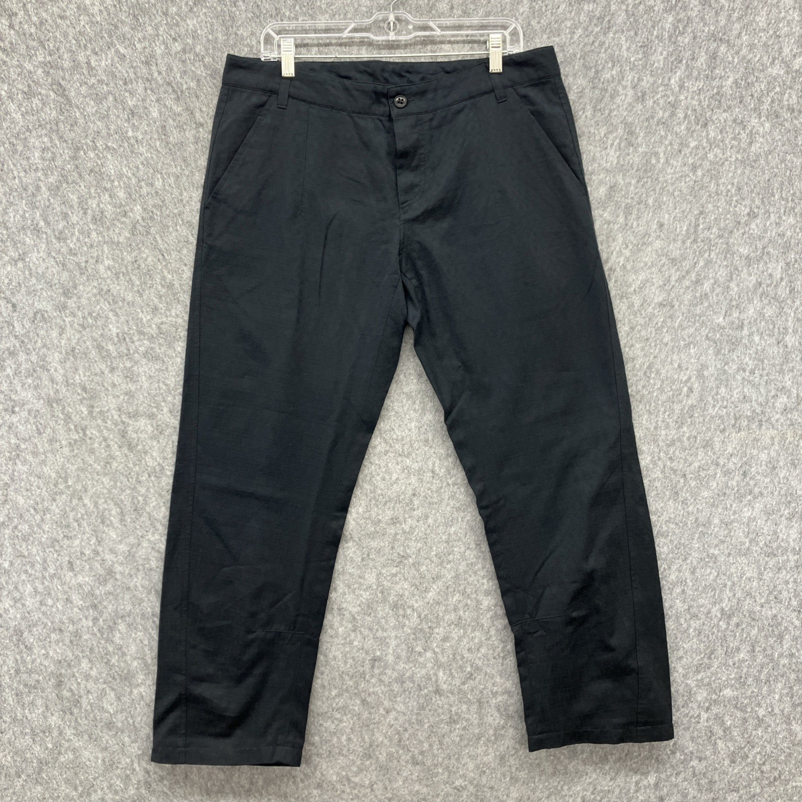 Vintage Ann Demeulemeester Button Fly Cropped Pants Mens L 36×28 Black Textured
