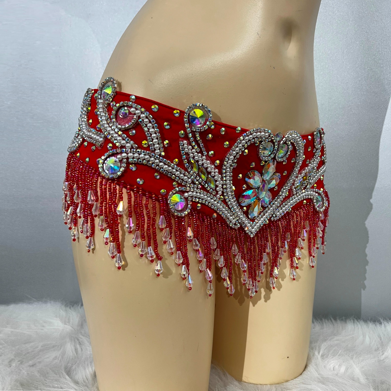 Beaded Belly Dance Costume EDC Party Samba Carnival Outfit (Bra Belt) 7 Colors