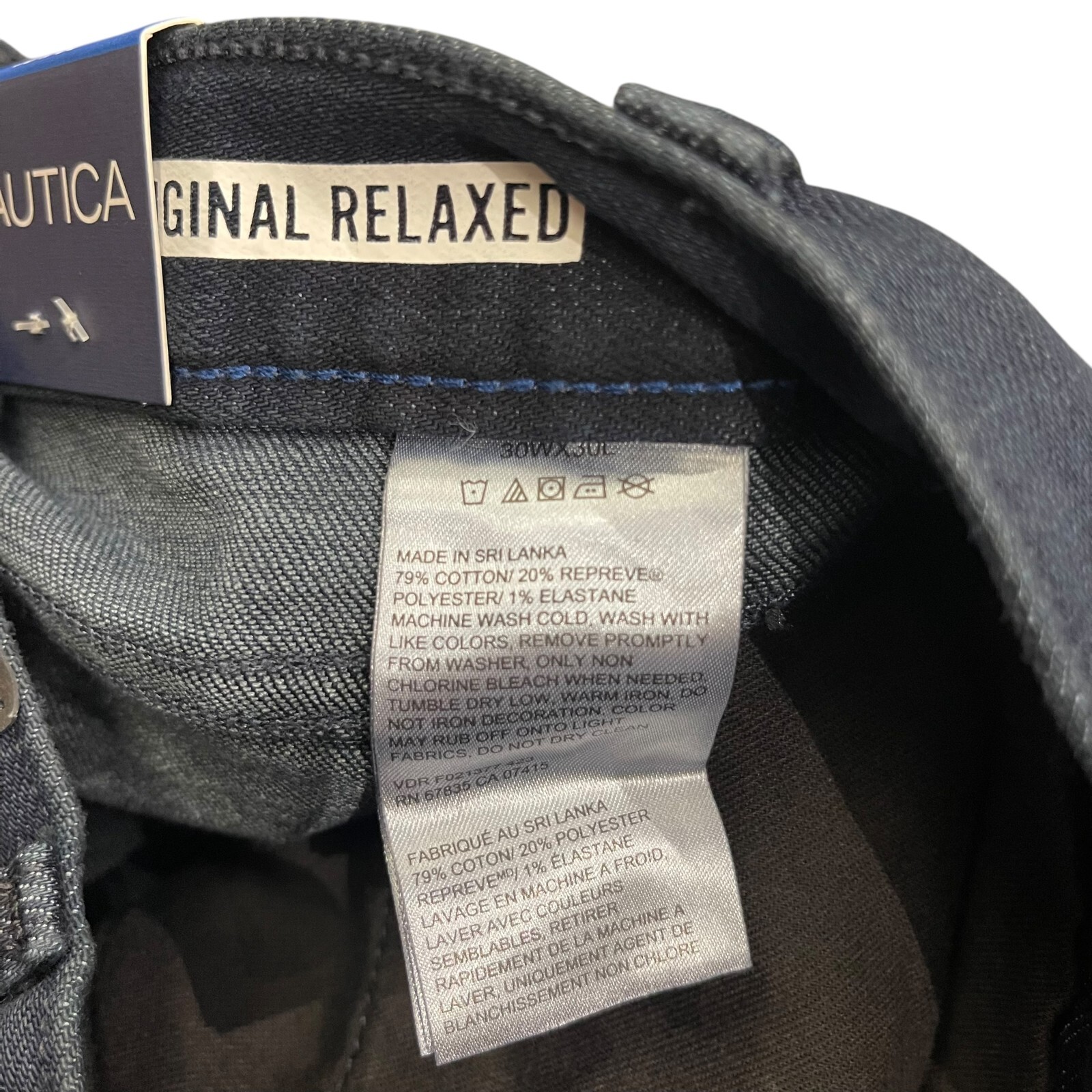 NWT Nautica Mens Original Relaxed Straight Stretch Denim Jeans Black Lagoon Wash