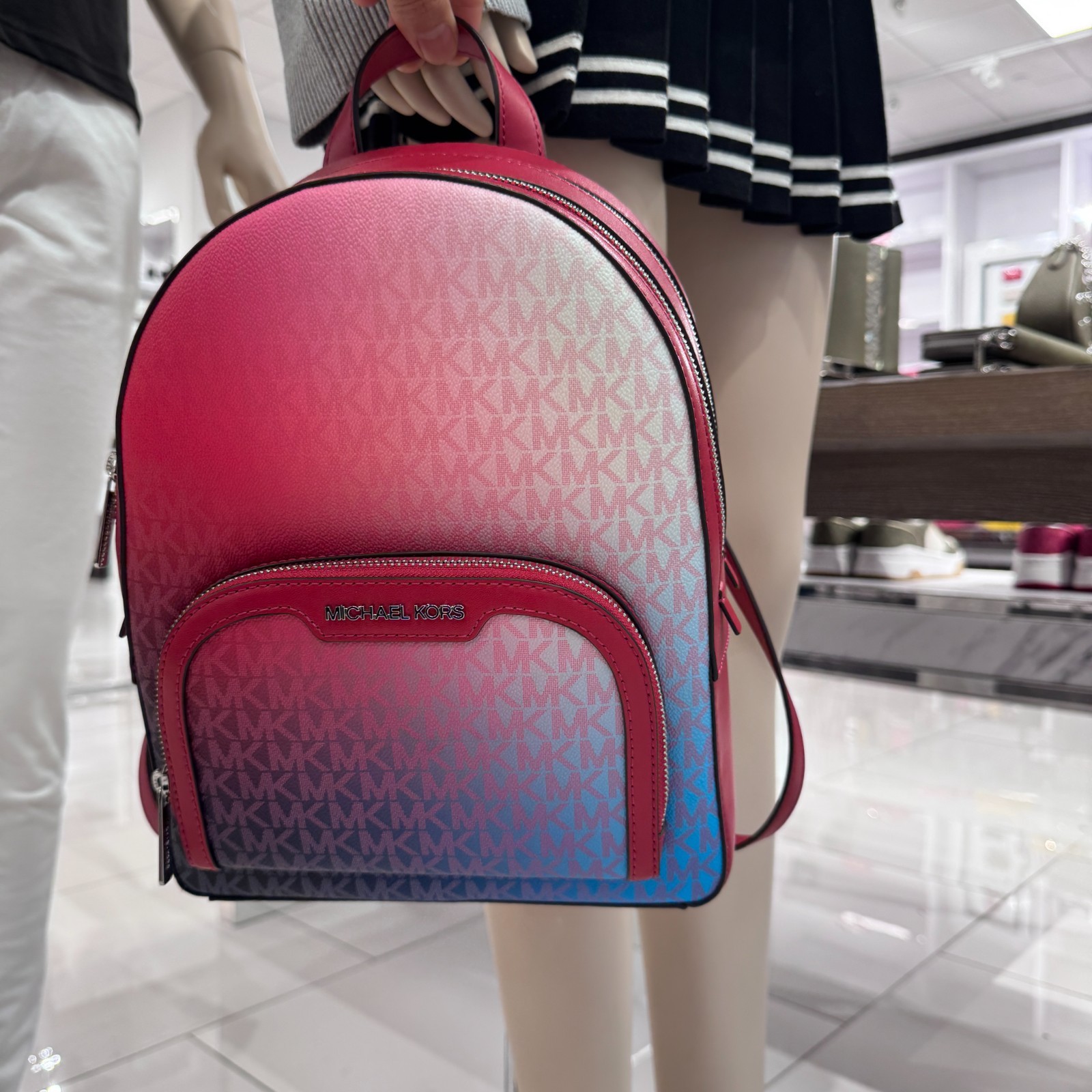 MICHAEL KORS JAYCEE Medium ZIP POCKET BACKPACK BAG MK Dark Raspberry Multi
