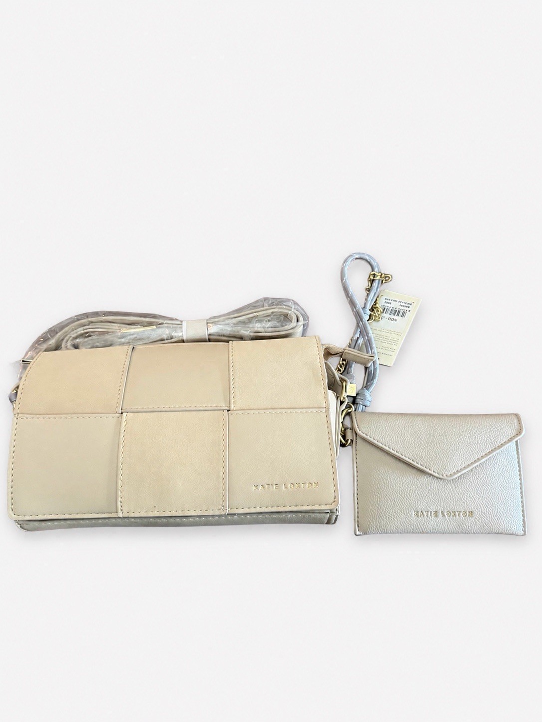 Katie Loxton Beige Wallet Clutch Folding w/ Adjustable Strap With Coin Purse
