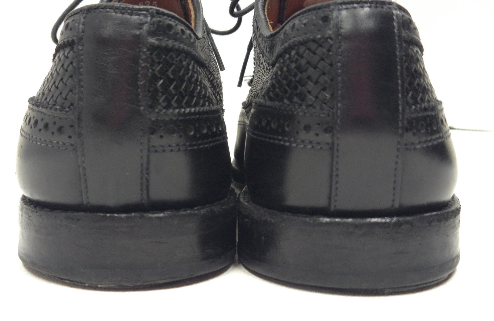 ALLEN EDMONDS Leiden Woven Wingtip Oxfords 11.5 E Black Basket Weave +shoe trees