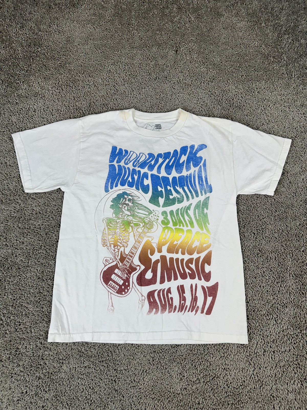 Woodstock Shirt Mens XL White 3 Days of Peace & Music Festival Graphic T-Shirt