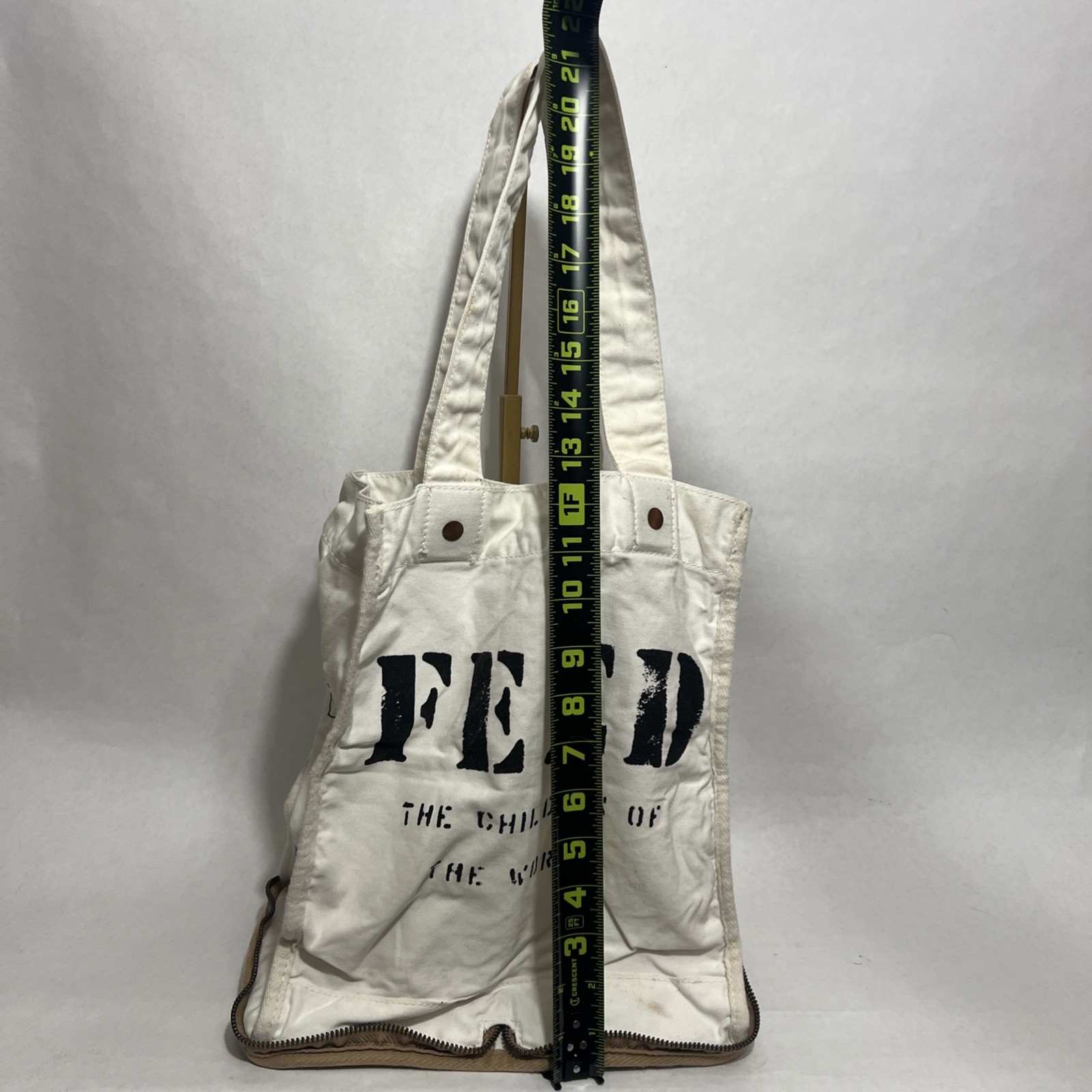 Feed 100 Children of the World Convertible Re-Usable Tote Bag Burlap/Cotton