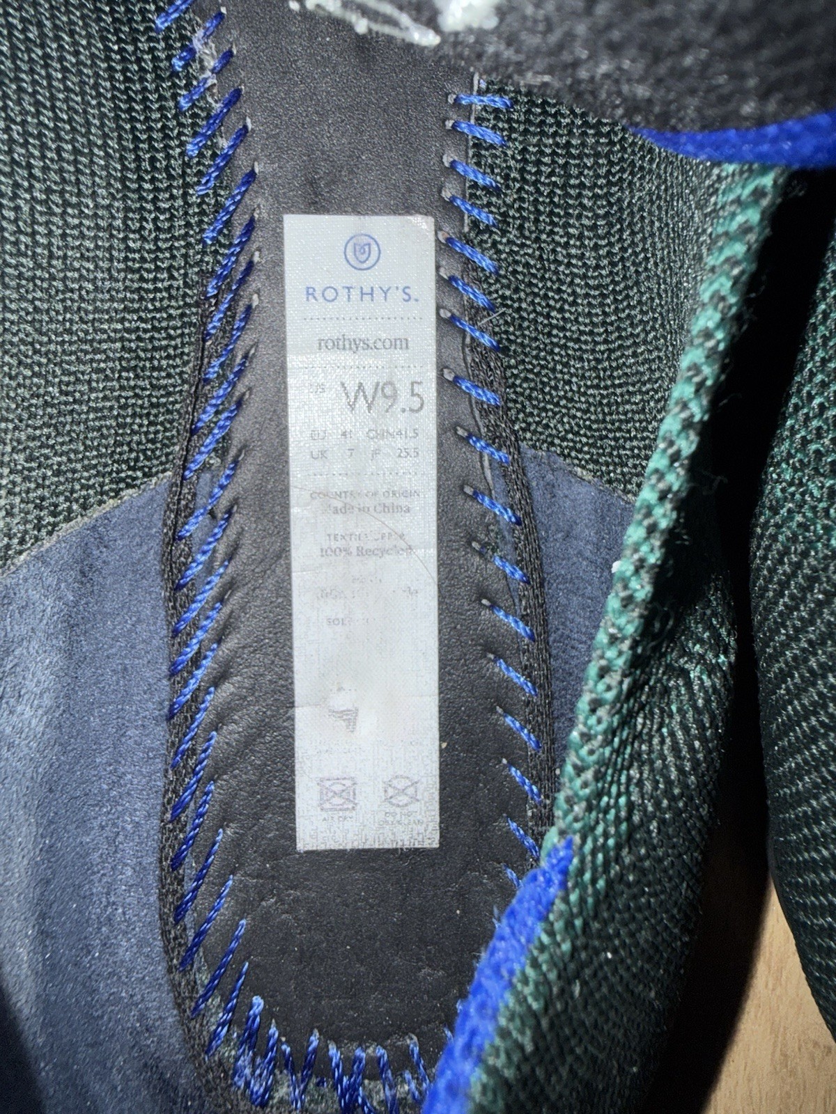 Rothy’s Women’s Pointed Toe Knit Slip-On Flats Comfort Green/Blue US 9.5