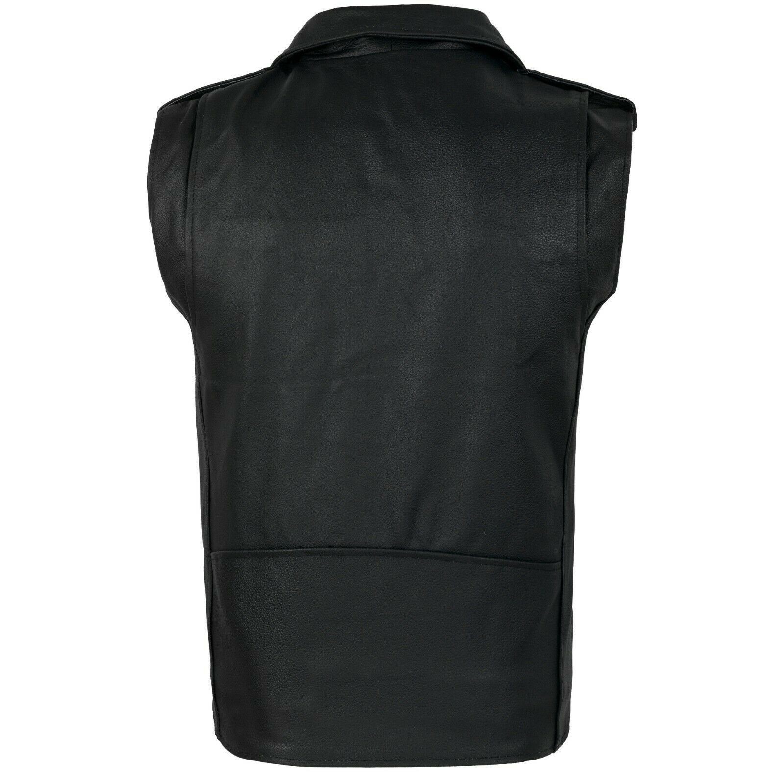 MEN’S SLEEVELESS BIKER STYLE CLASSIC VEST BELTED PUNK GENUINE REAL LEATHER VEST