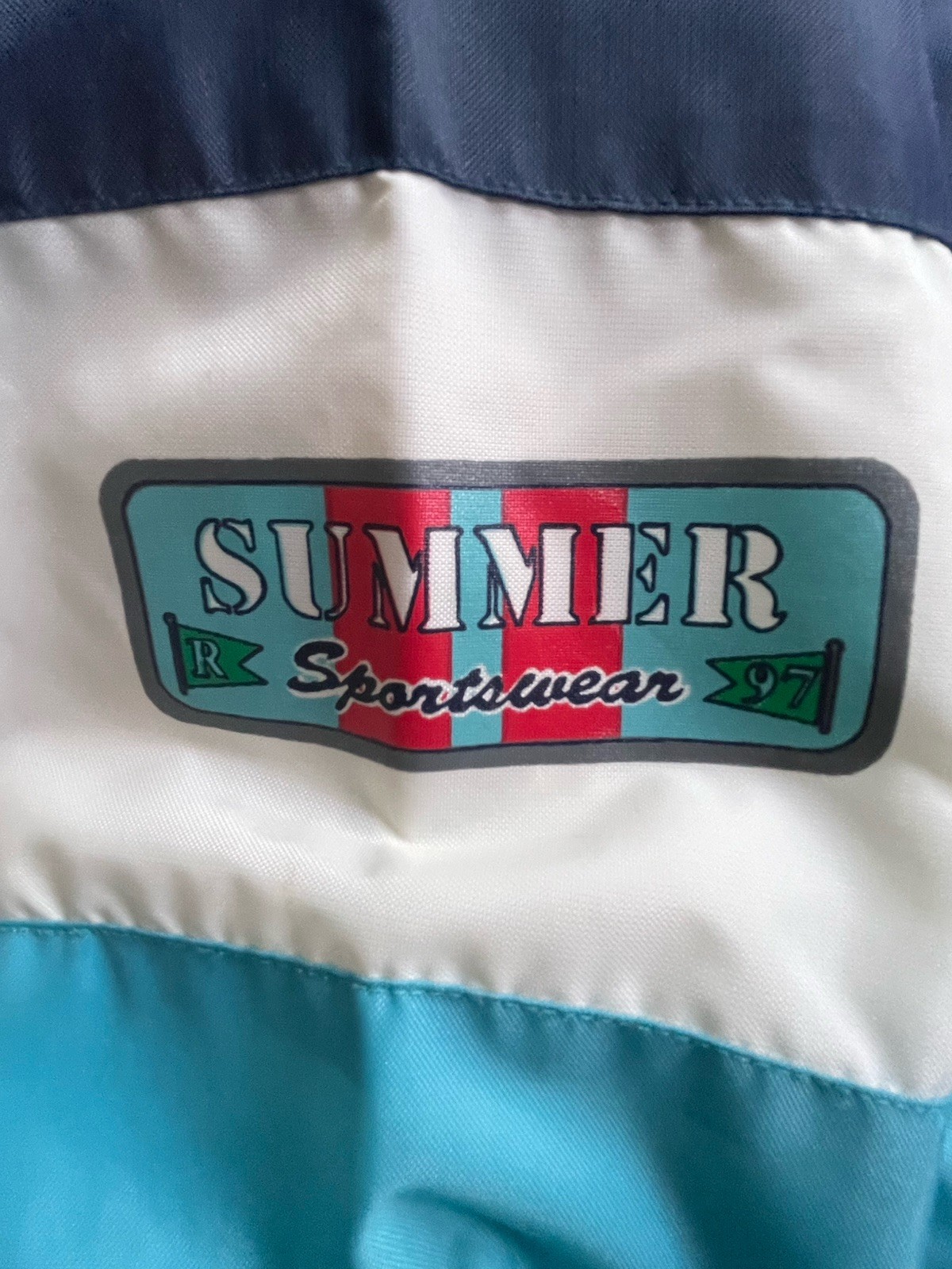 Vintage 90s Colorblock Sailing Jacket Men’s M Aqua Navy Windbreaker Zip Lined