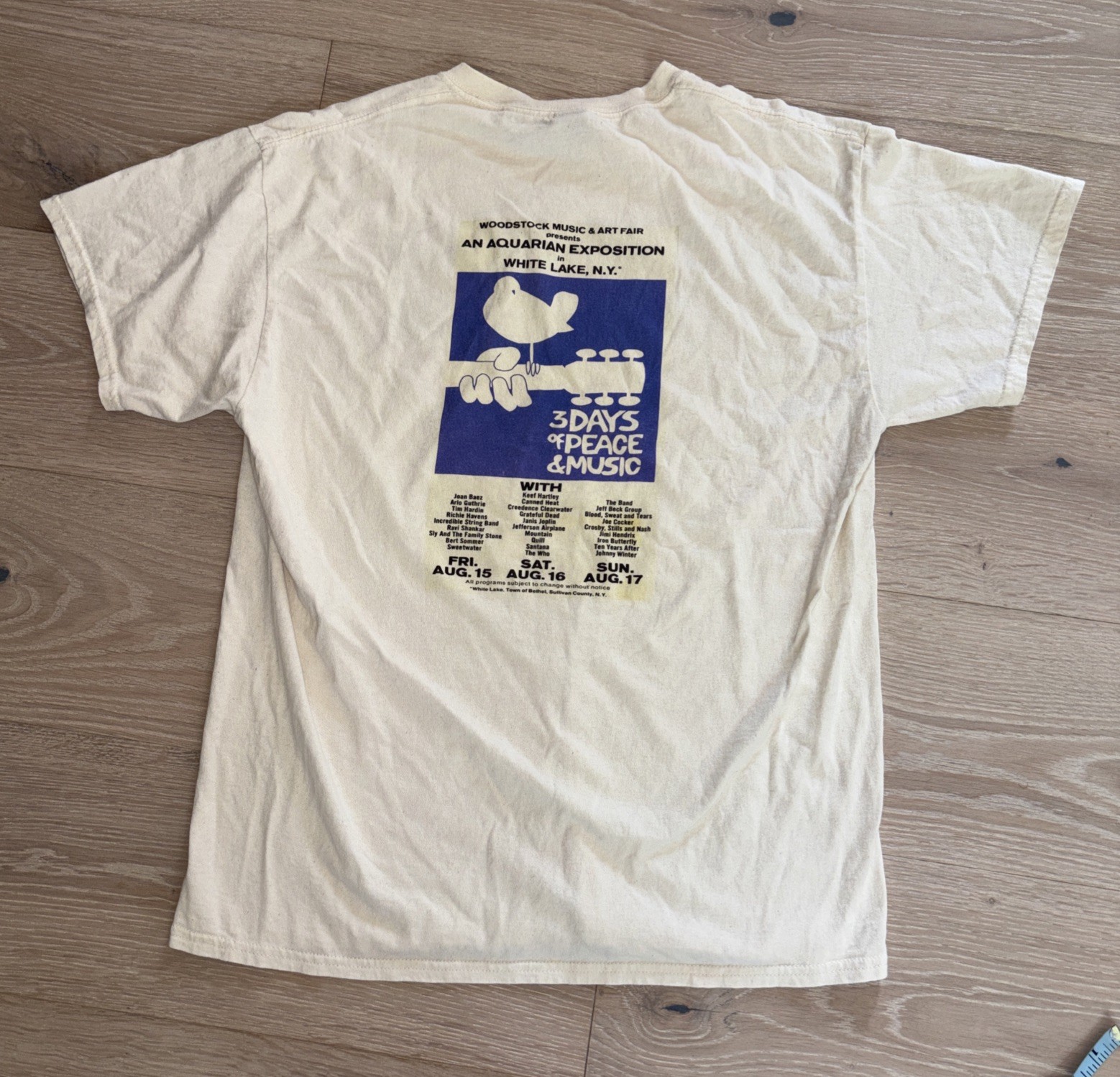Woodstock 3 Days Of Peace Music Vintage TShirt 90s 80s Ticket Gildan Shirt Sz L