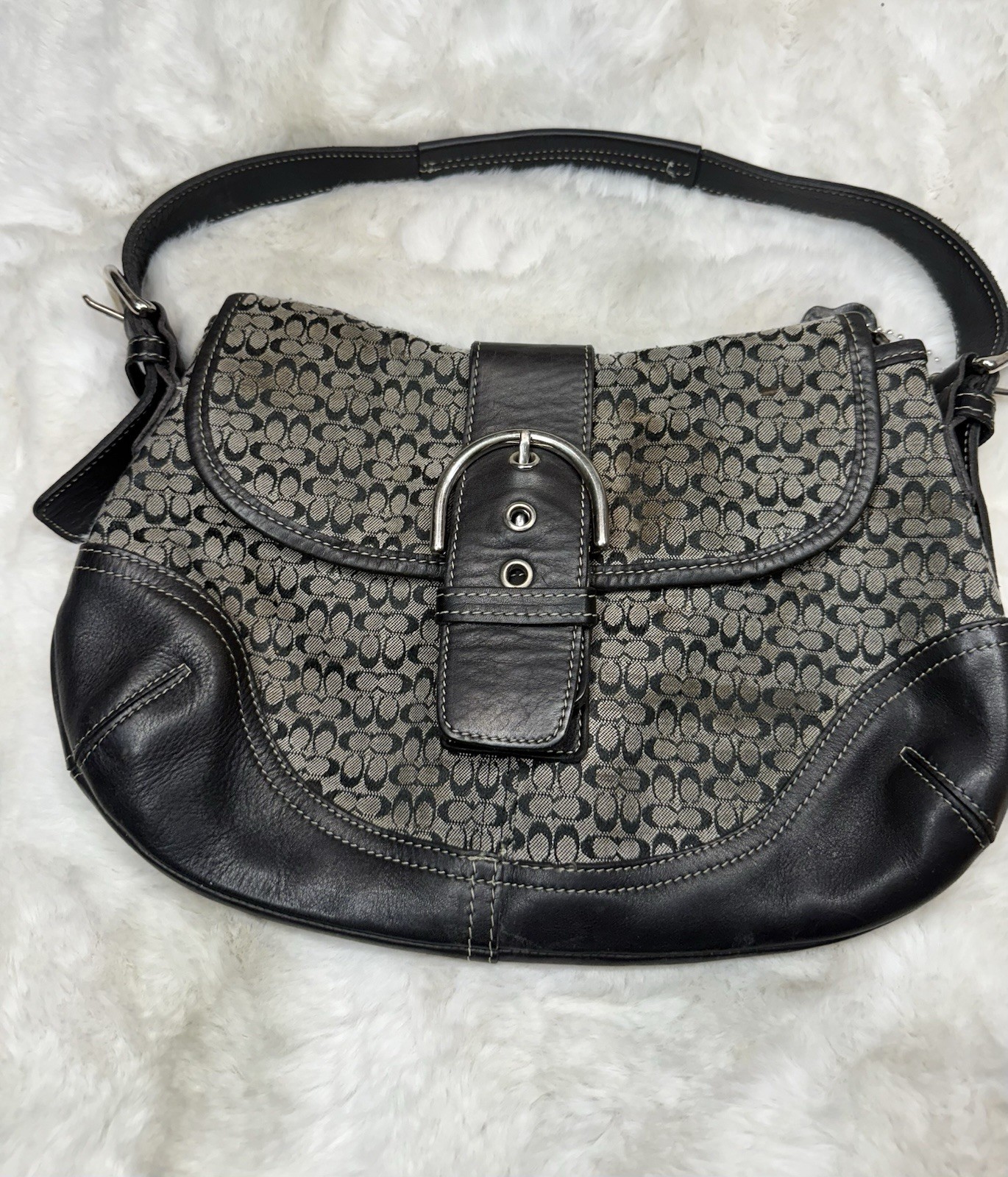 Coach Soho Buckle Signature C Canvas and Leather Shoulder Bag
