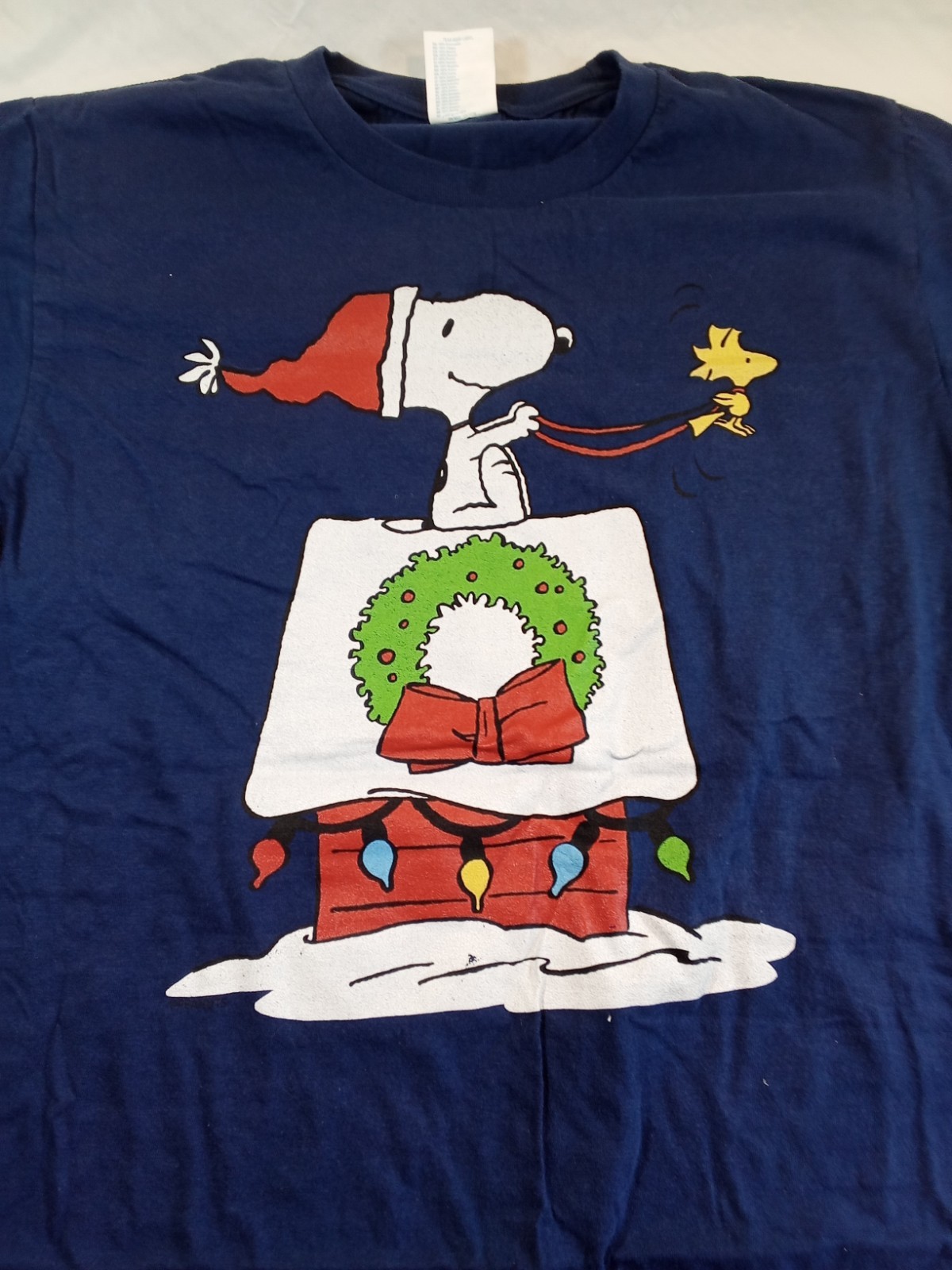 Blue Snoopy Christmas T Shirt Small