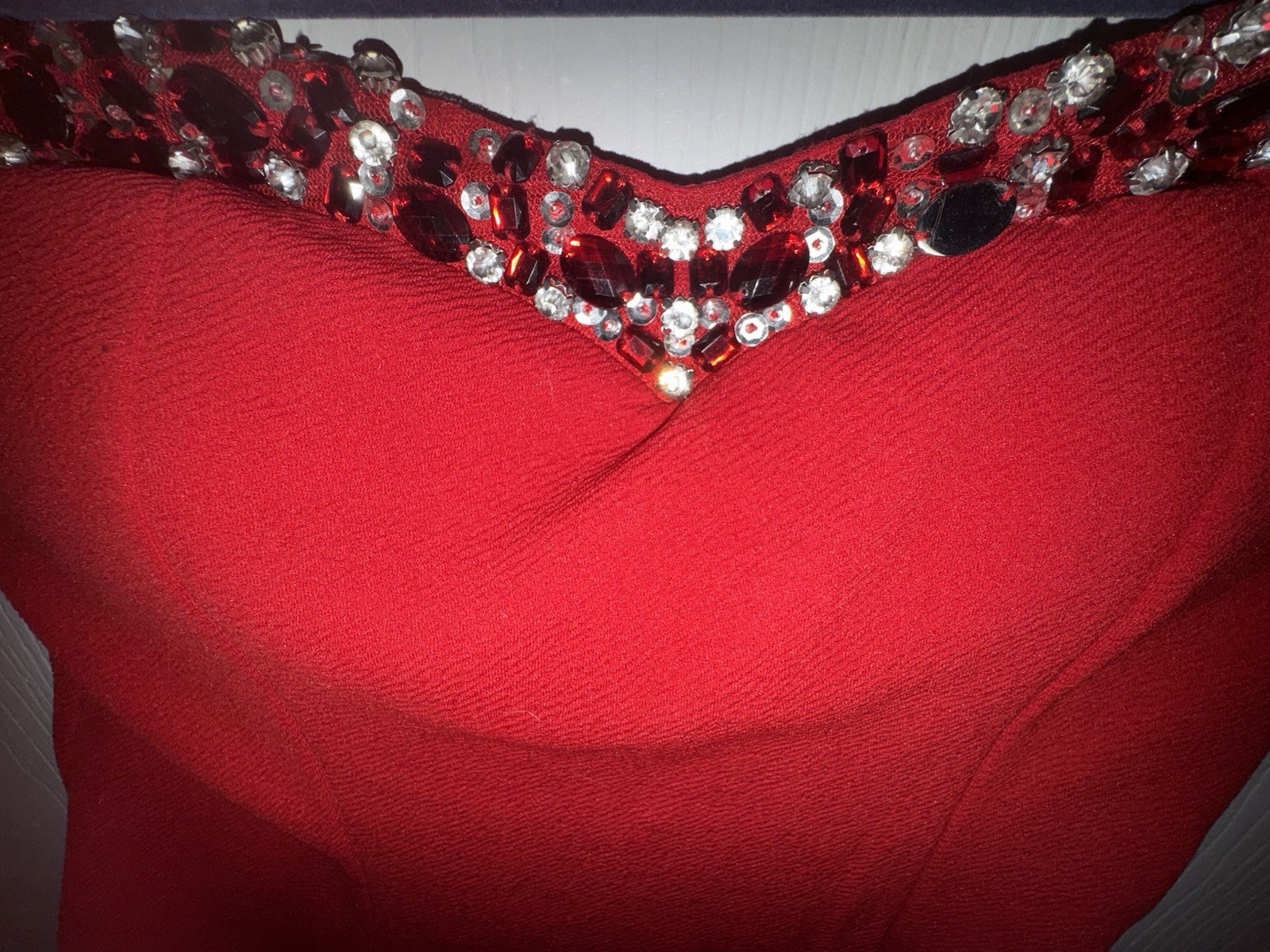 Monaco USA Red Strapless Embellished High-Low Formal Top Rhinestone Sweetheart