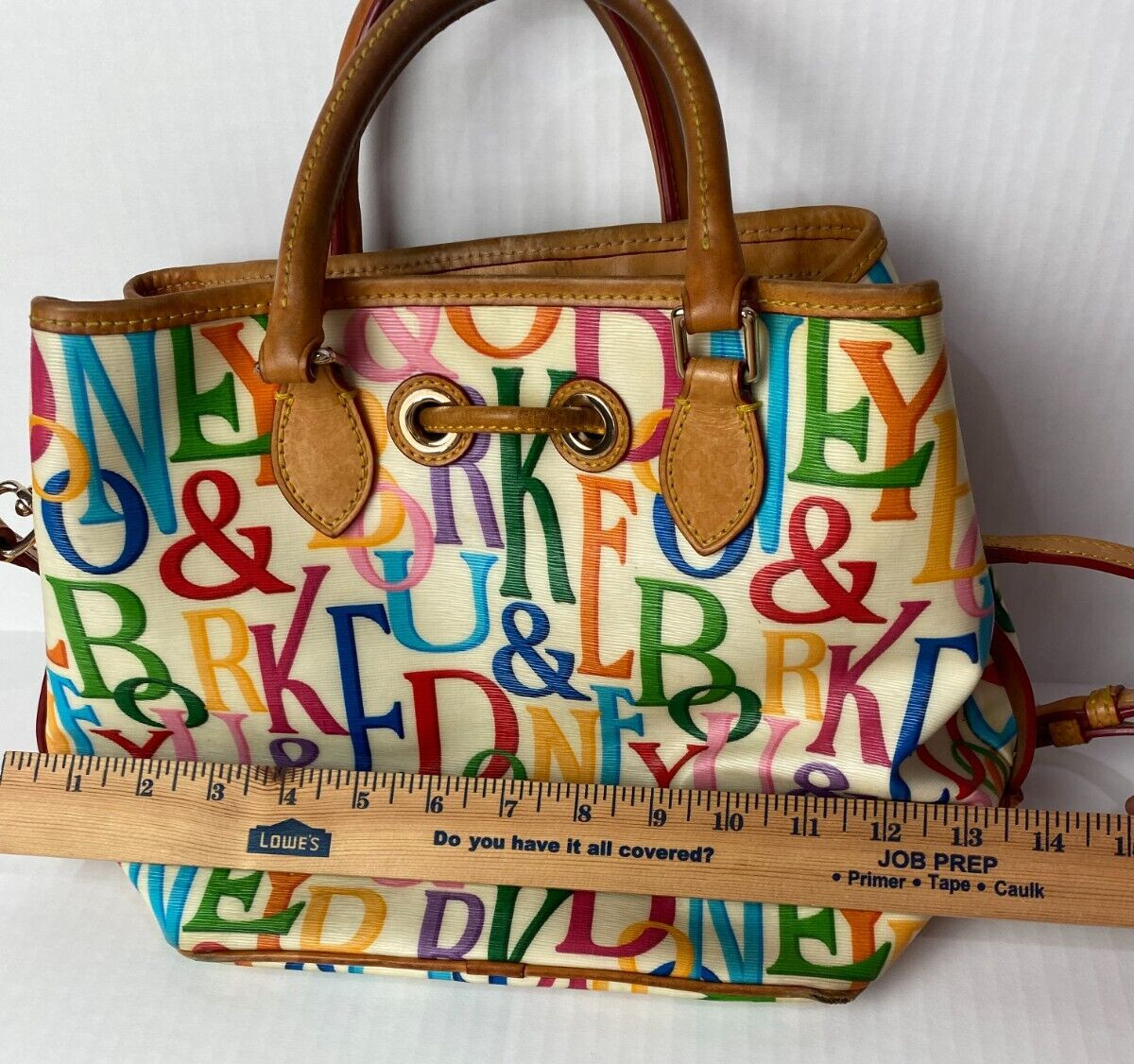 Dooney Bourke Rainbow Logo Monogram Retro GRAFICA Graffiti Leather Satchel Bag