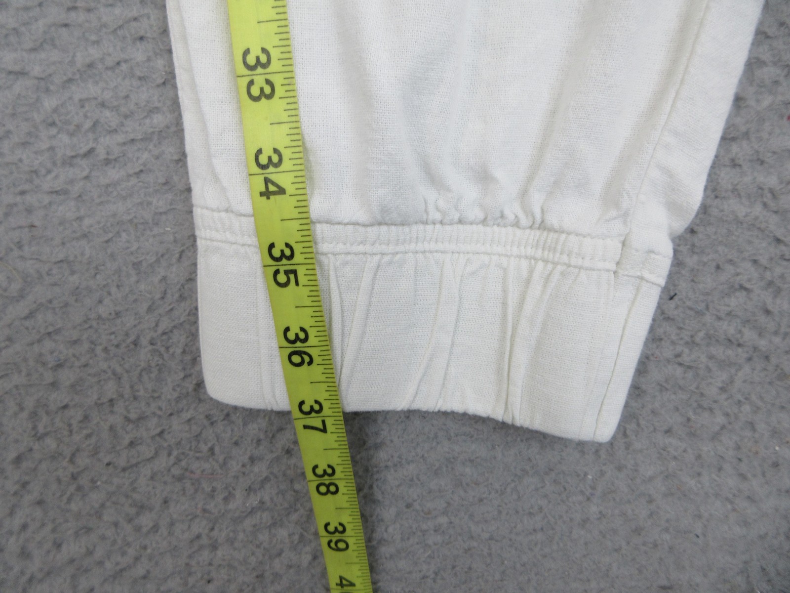 Womens L White Linen Blend Cargo Jogger Pants Drawstring Coastal Beach Utility