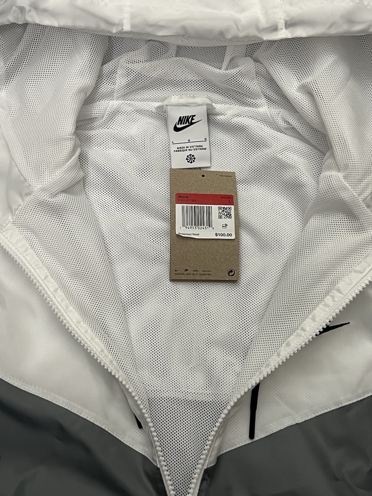 Nike Windrunner Windbreaker Jacket Hoodie Full Zip Gray White Men’s L DA0001-084
