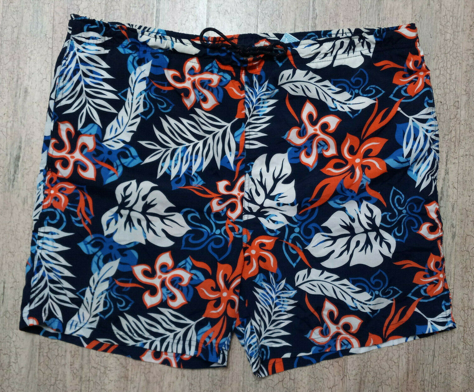 SAND N SUN SWIM TRUNKS HAWAIIAN BOARD SHORTS ORANGE & BLUE Mens M (32-34)