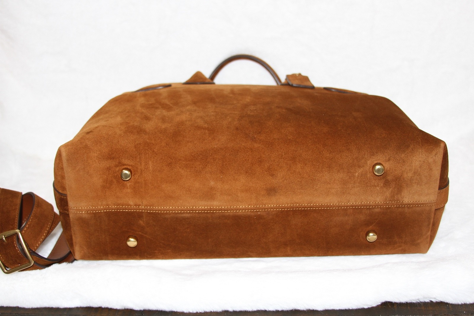 COACH Soft Empire Carryall 40 Purse Suede Warm Brown Laptop Work Tote Travel Bag