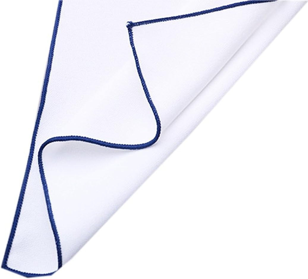 Mens White Pocket Square 100% Cotton- Pack of 3 (Burgundy+Navy Blue+Black Border