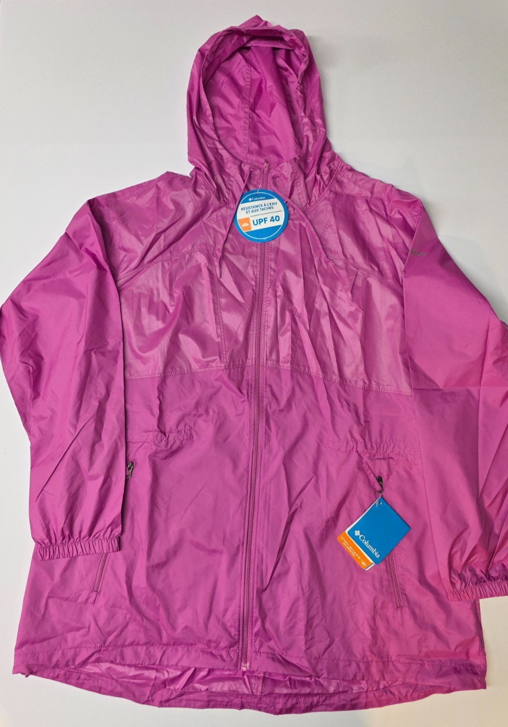 Columbia Flashback Windbreaker Long Jacket Womens 1X Pink Omni-Shade UPF 40 NWT