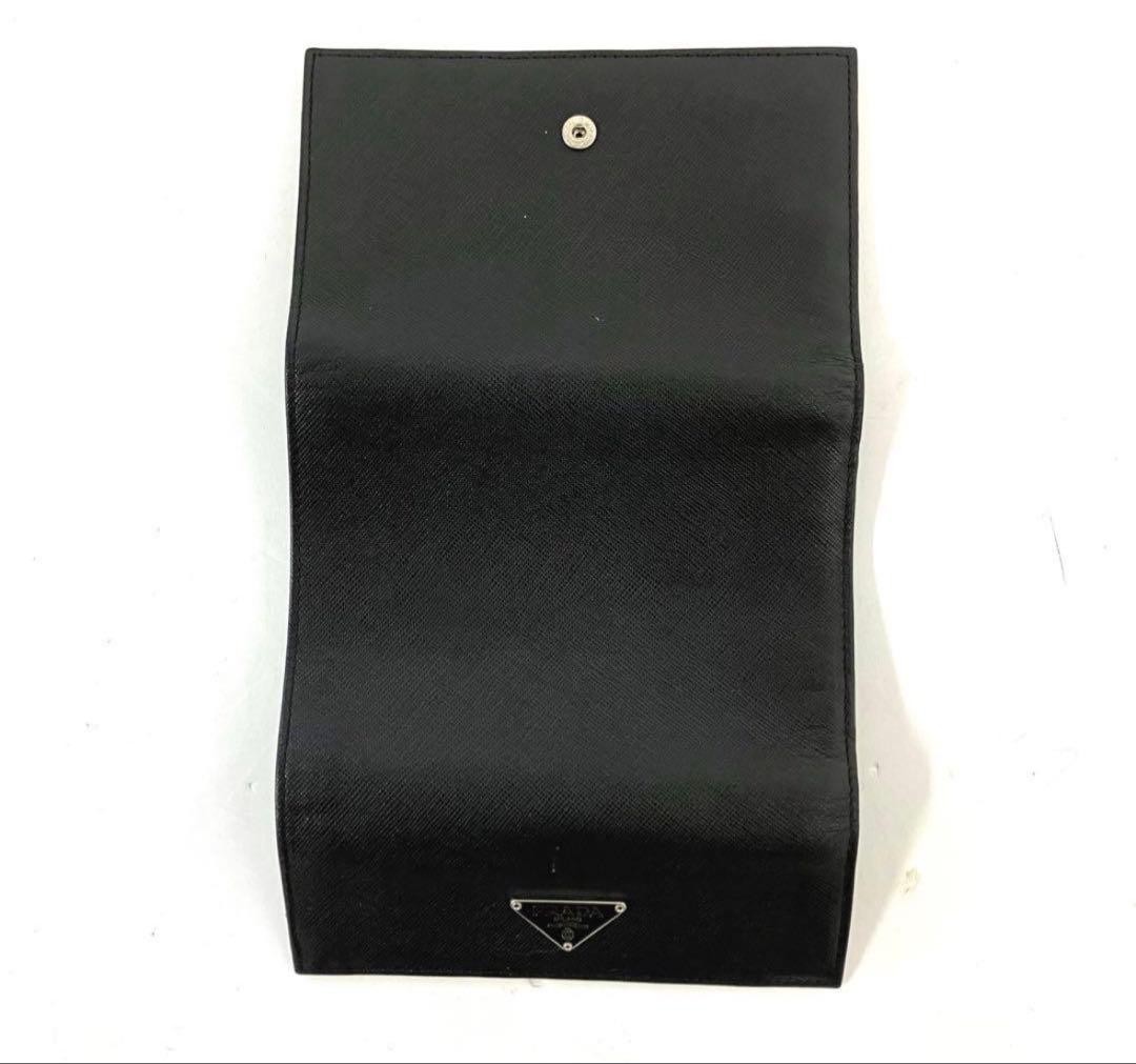 Popular PRADA Prada Bifold Wallet Triangle Plate Saffiano Leather Black