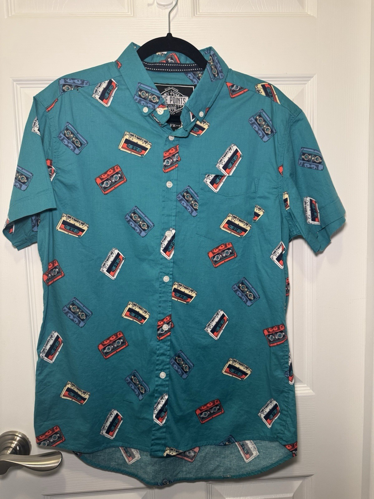 Five Points Industries Cassette Tape Print Shirt Men’s Medium Slim Fit Button Up