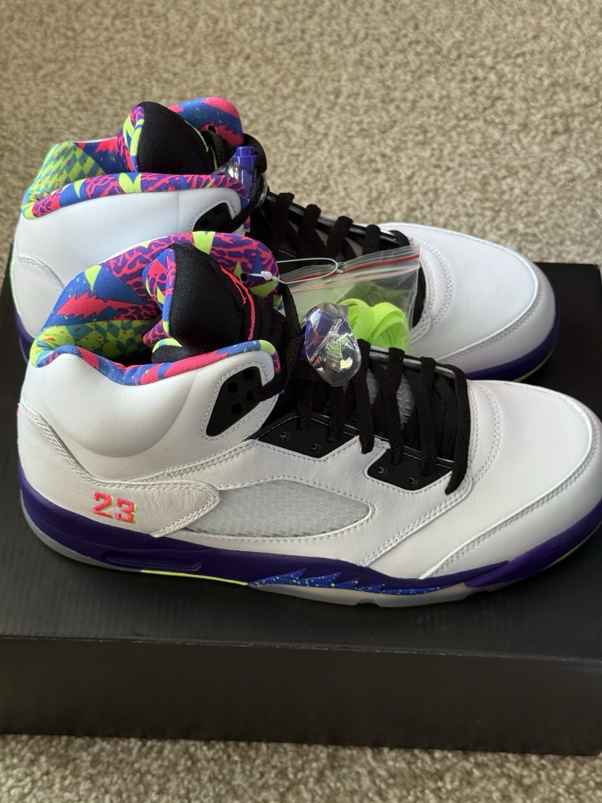 Jordan Air Jordan 5 White/Purple/Black/Multicolor Mid Top Sneakers