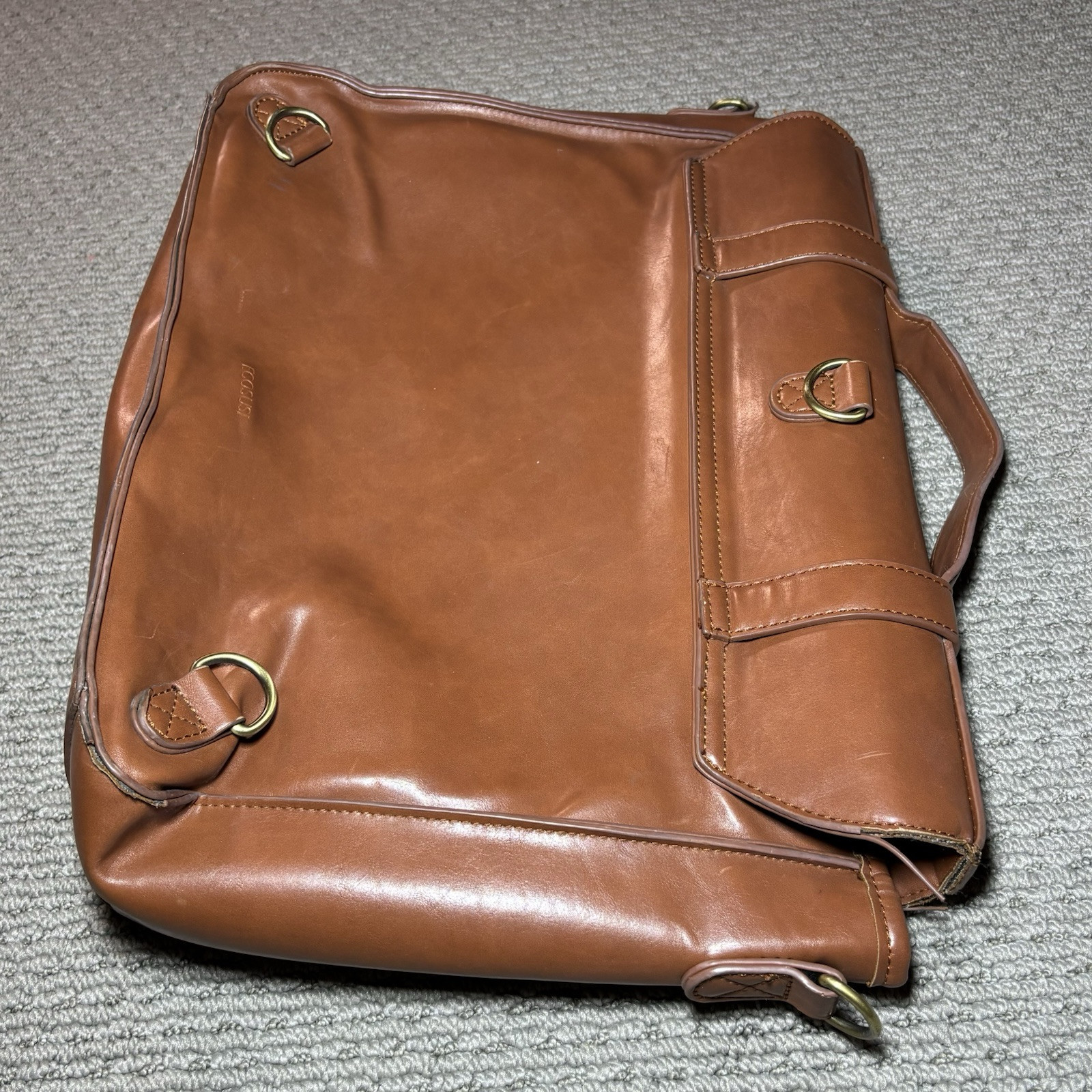 ECOSUSI Laptop Bag Vegan Leather Messenger Brown Briefcase Backpack 15.6