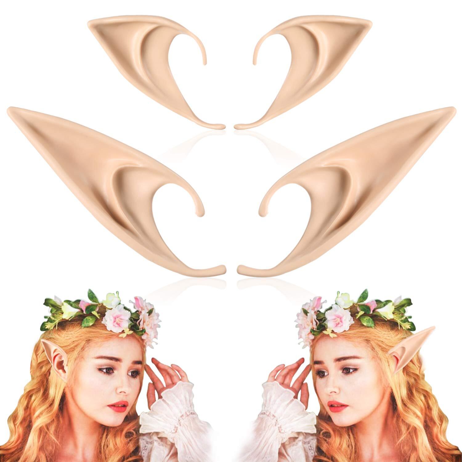 FRESHME Fairy Pixie Elf Ears – Medium and Long Style Cosplay Soft Pointed Ears