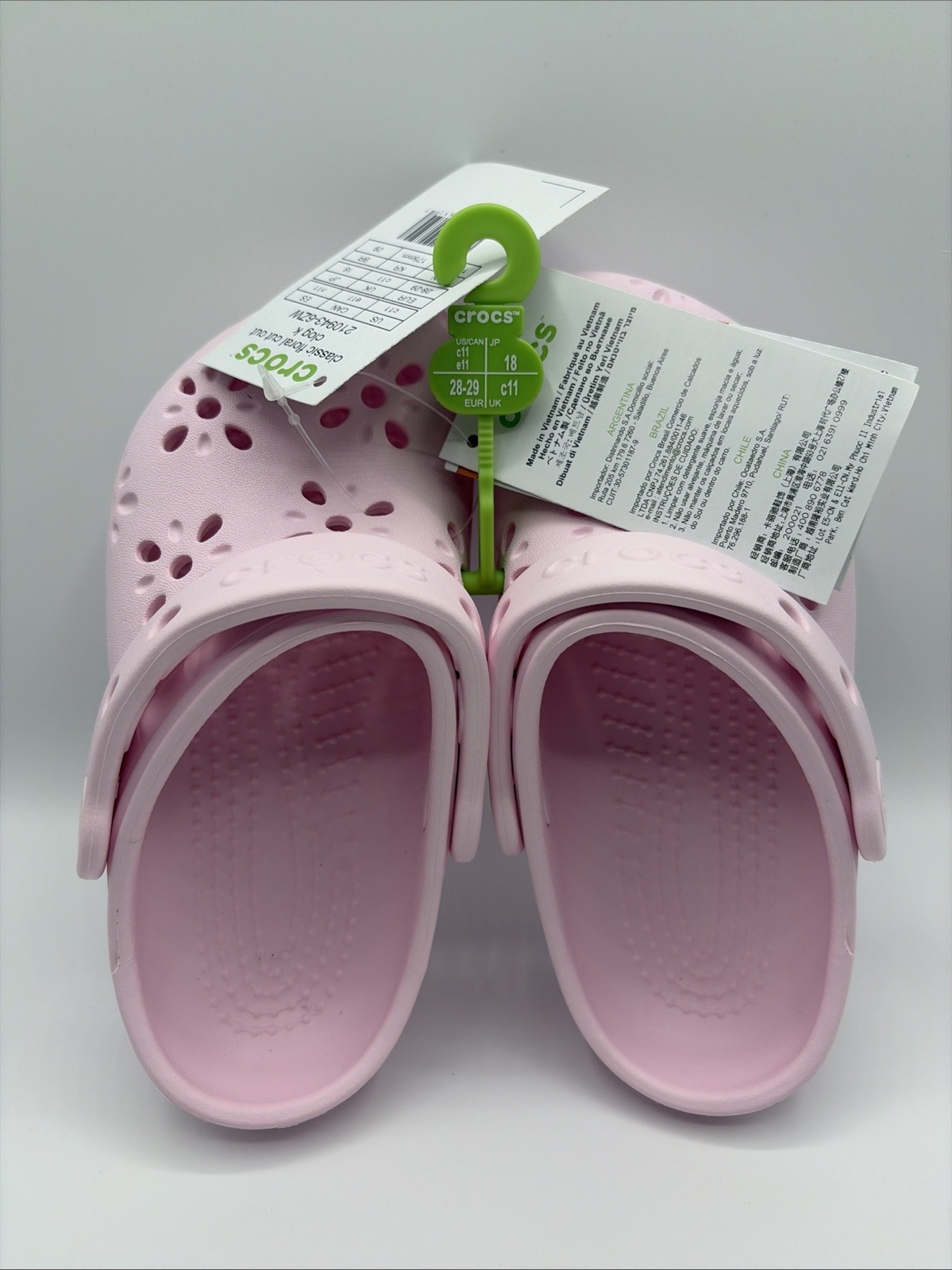 Crocs Floral Cut Classic Clog Light Pink Girl Kids Size C 11