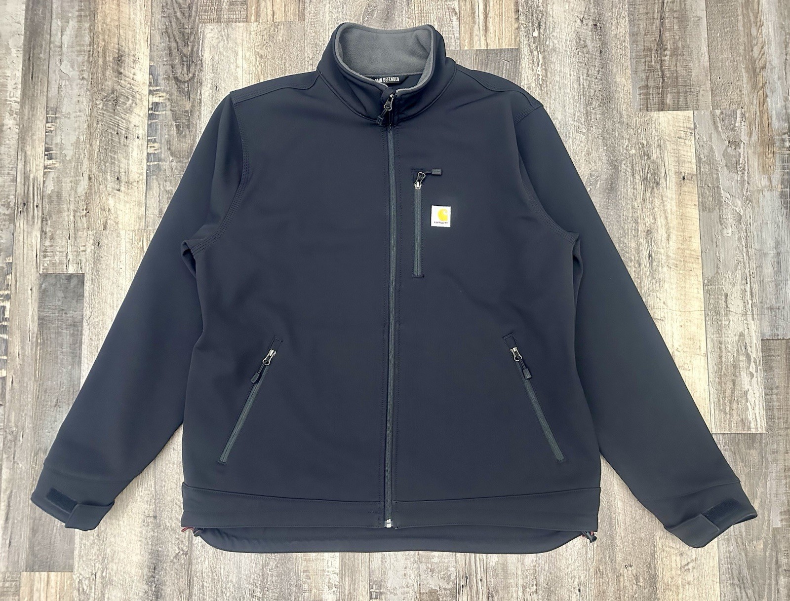 Carhartt Rain Defender Mens XL Relaxed Fleece Lined Softshell Jacket Black EUC