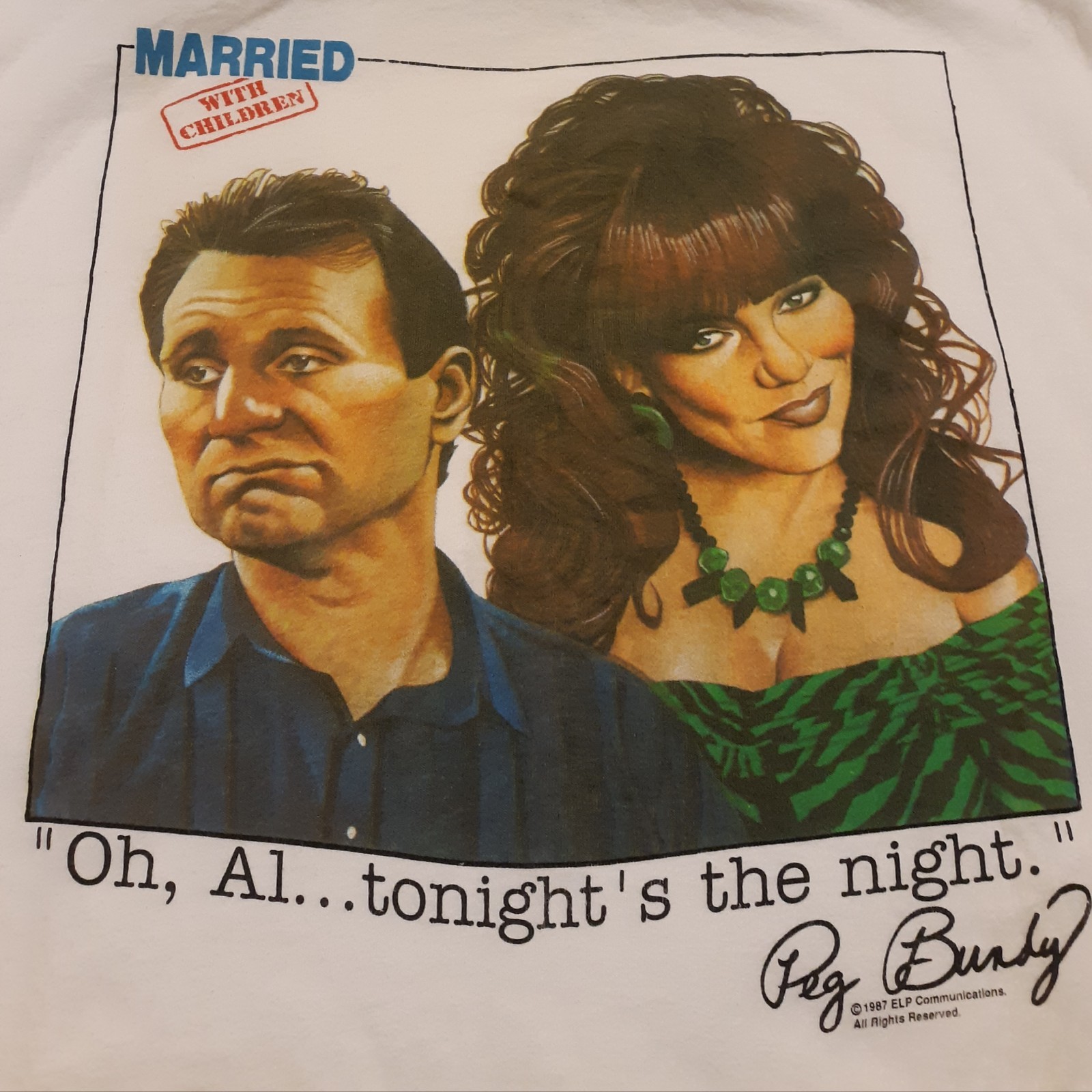 Vintage 1987 “Married with Children” Peggy & Al Bundy TV Sitcom Graphic Shirt L