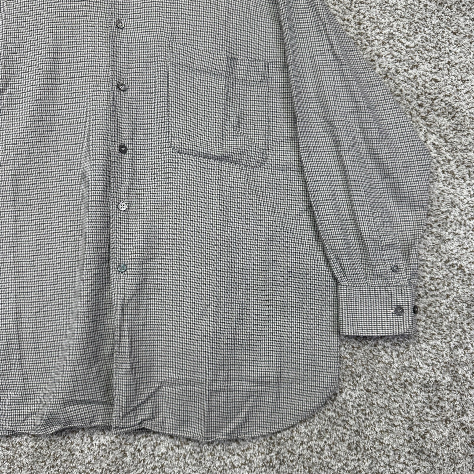 Brioni Shirt Men’s Size XL Long Sleeve Button Up Gray Houndstooth Made In Italy