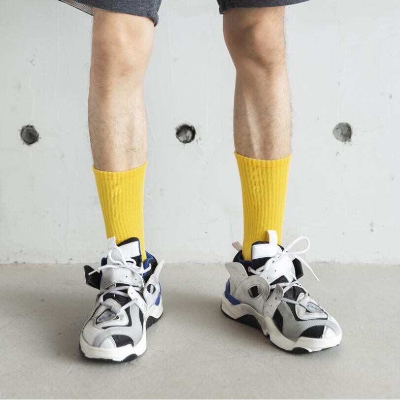 Quality YELLOW Cotton Crew Socks for Unisex Smooth Toe Seam Socks