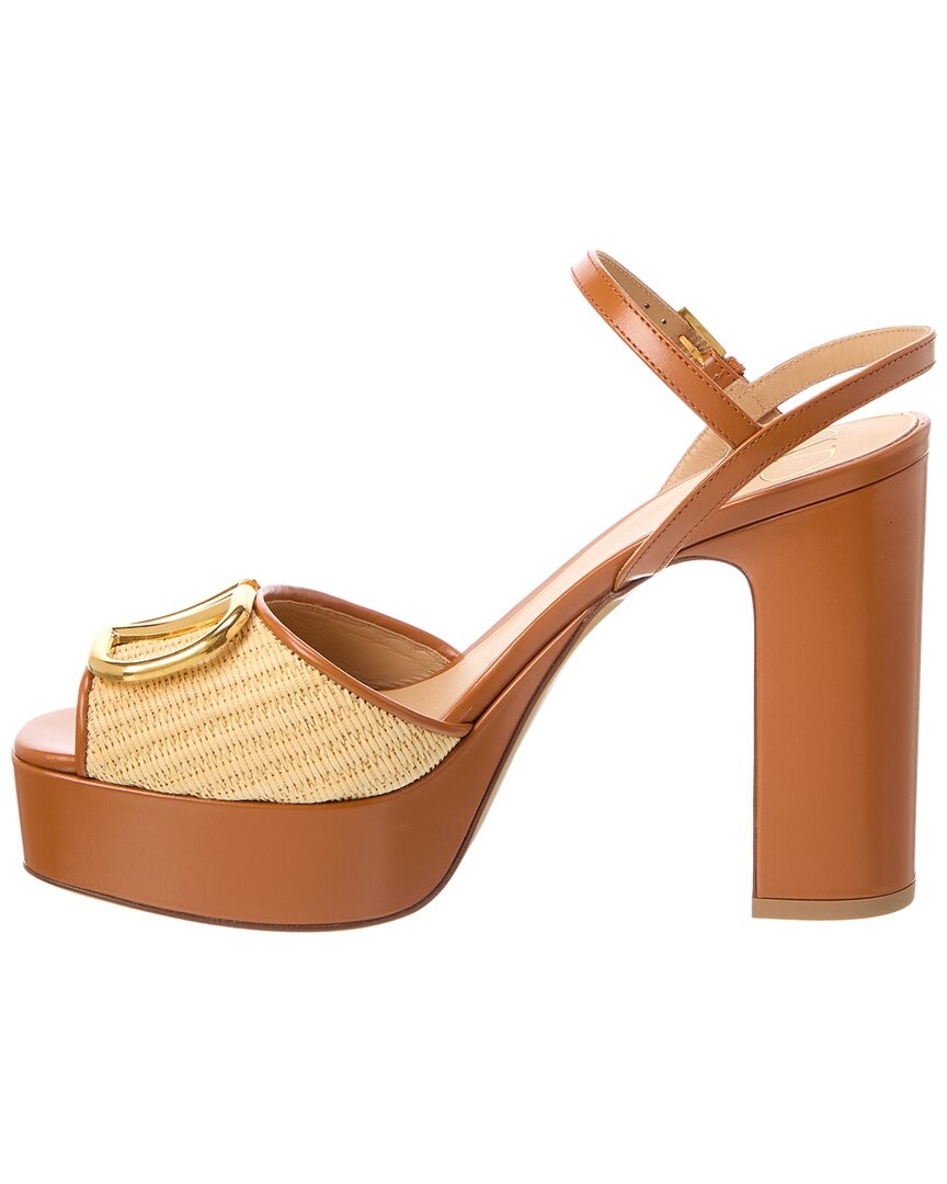 Valentino Vlogo Signature 115 Raffia & Leather Platform Sandal Women’s